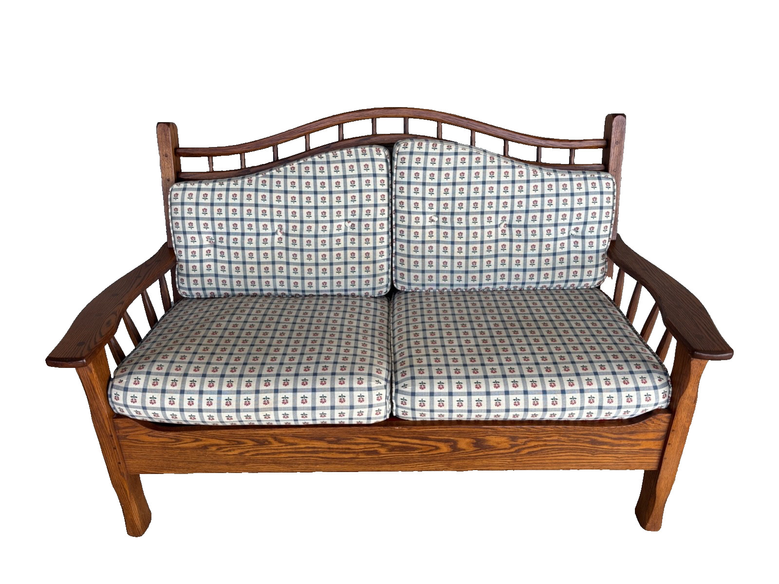 HUNT COUNTRY FURNITURE LIGHT OAK SHAKER STYLE PADDLE ARM SETTEE – LOVESEAT