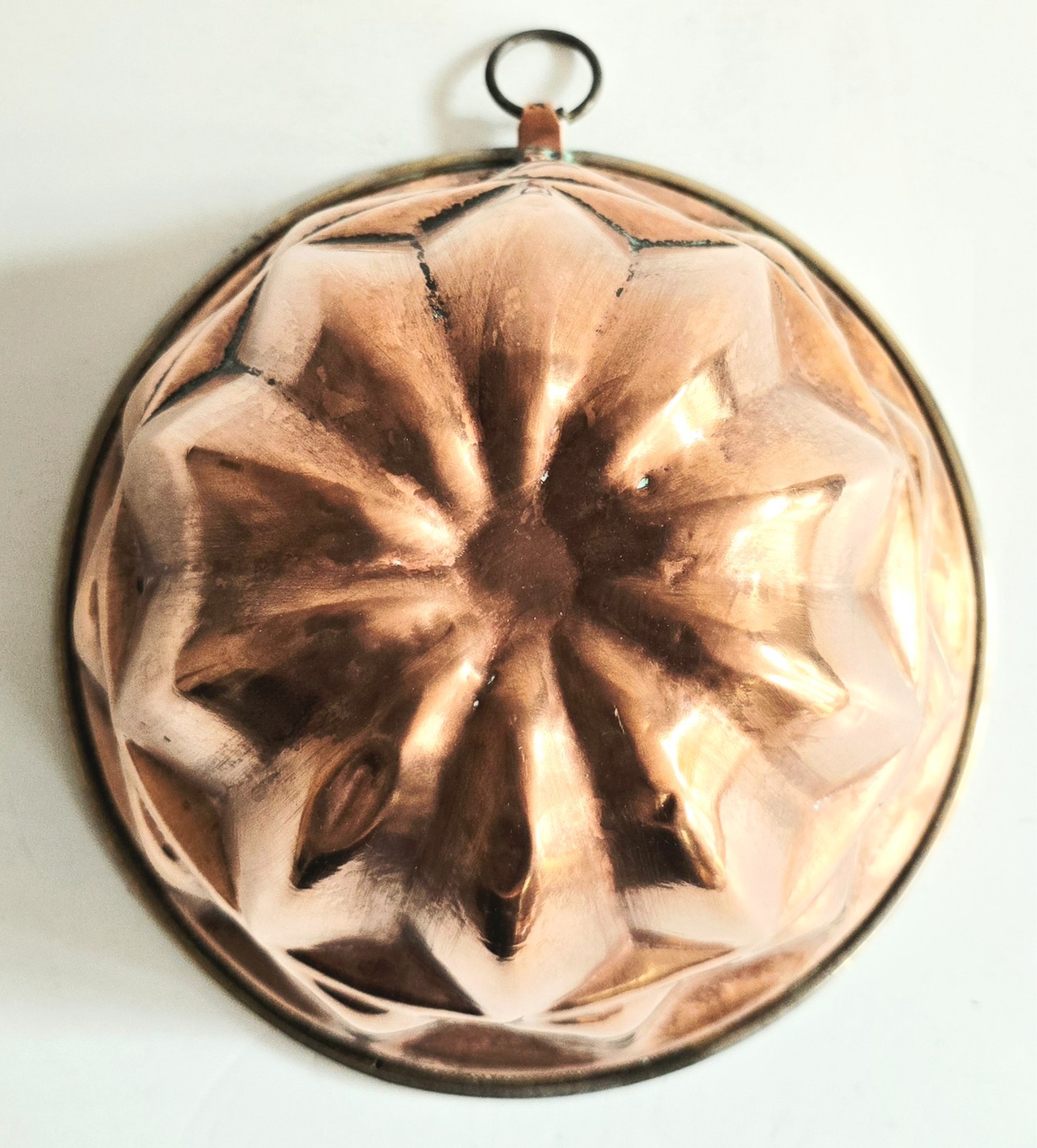 A Large Antique French Copper Cake Mould, Vintage French Bundt Tin, 19th C.