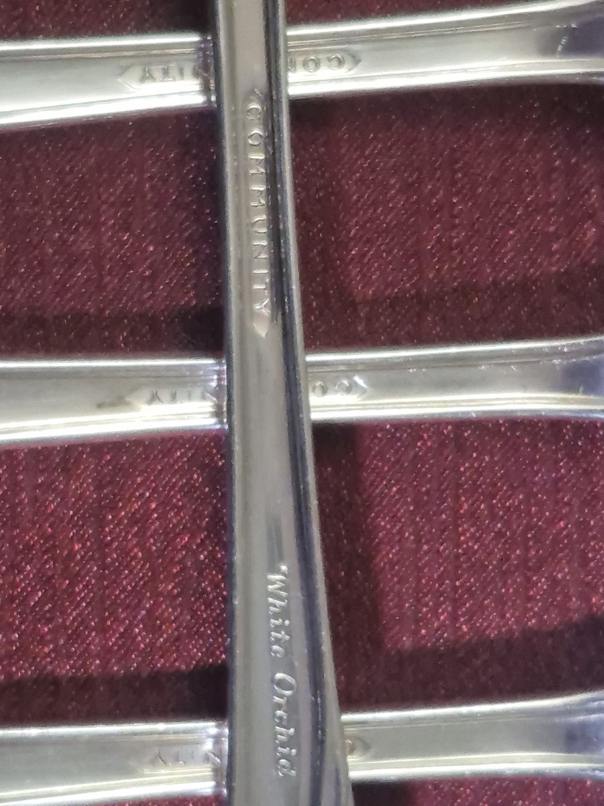Oneida Community White Orchid Pattern Lot Of 8 Dinner Forks 7.75″