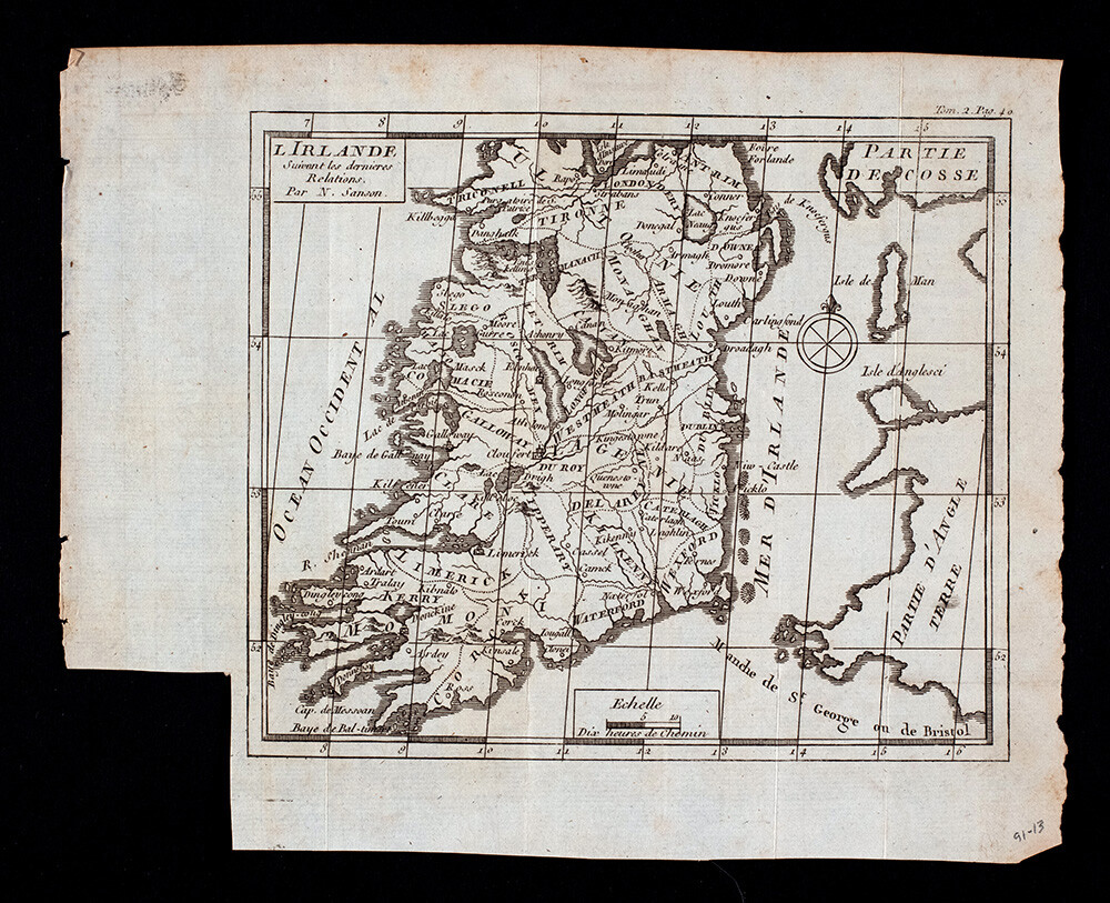 c1695 Nicolas Sanson Map Ireland Dublin Munster Ulster Galway Kilkenny Limerick