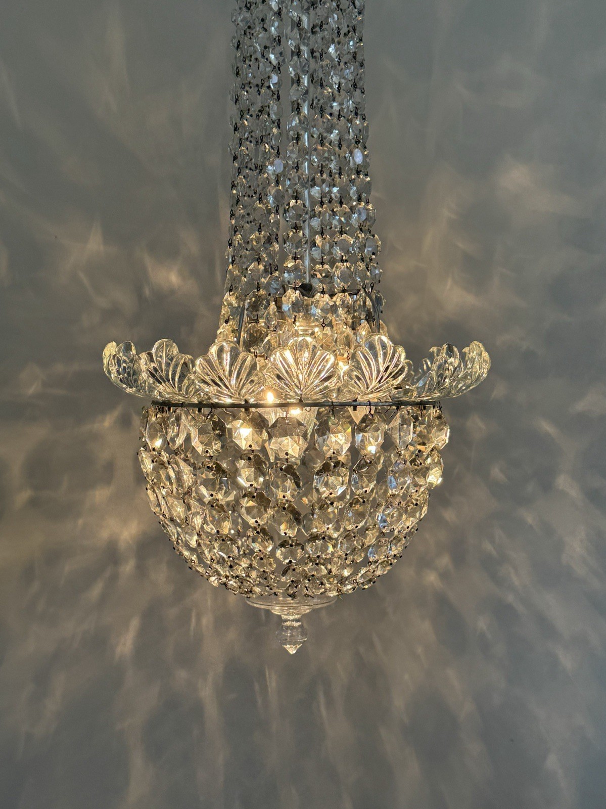Antique Crystal Beaded Biedermeier Chandelier Tent Bag