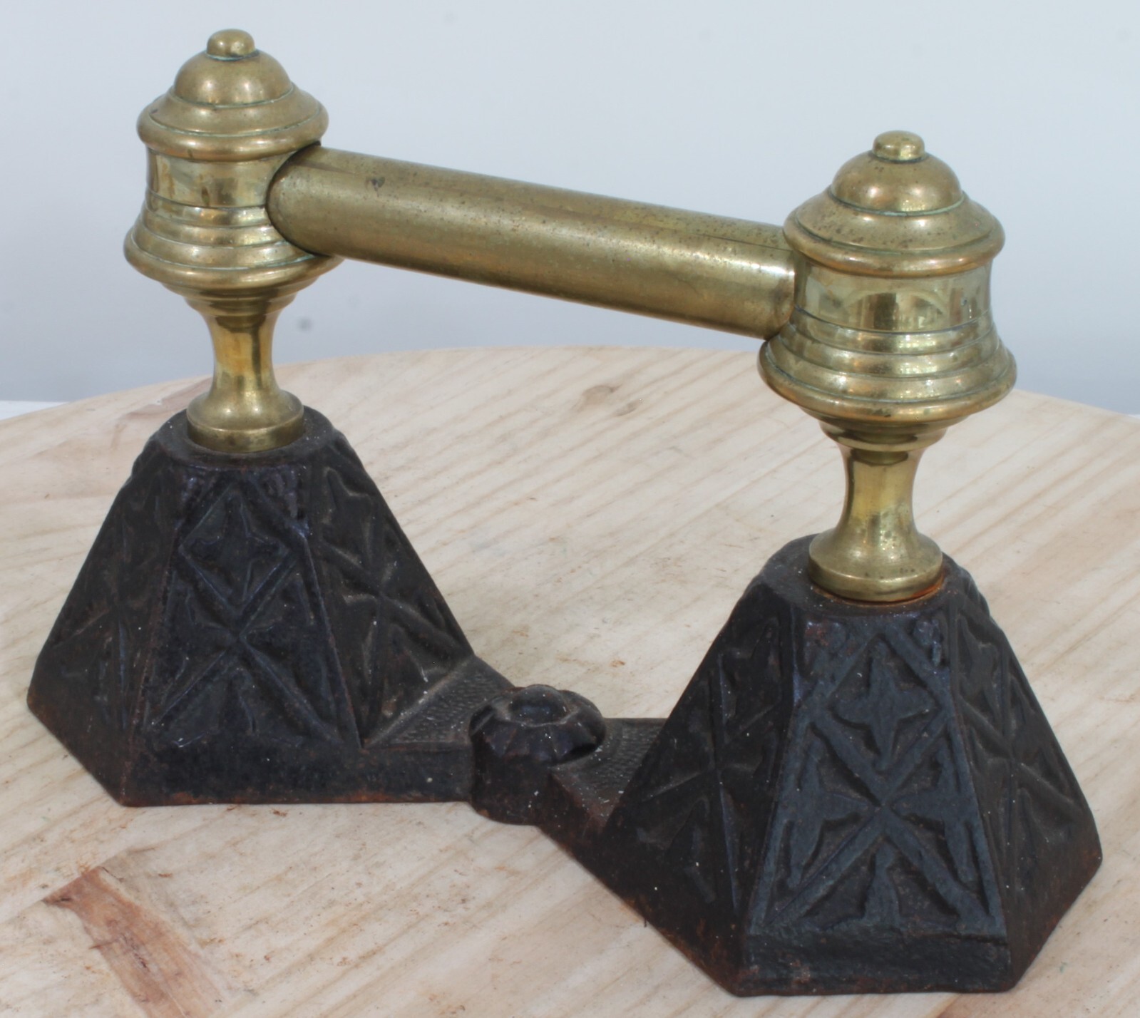 FIRE DOG wood fireplace antique cast iron brass art deco