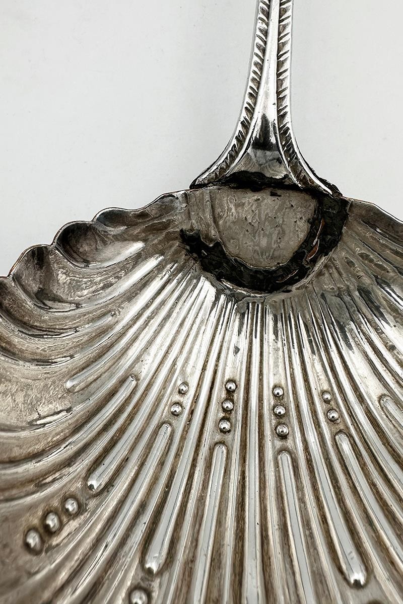 GEORGE III SHELL SOUP LADLE OLD SHEFFIELD PLATE c1770