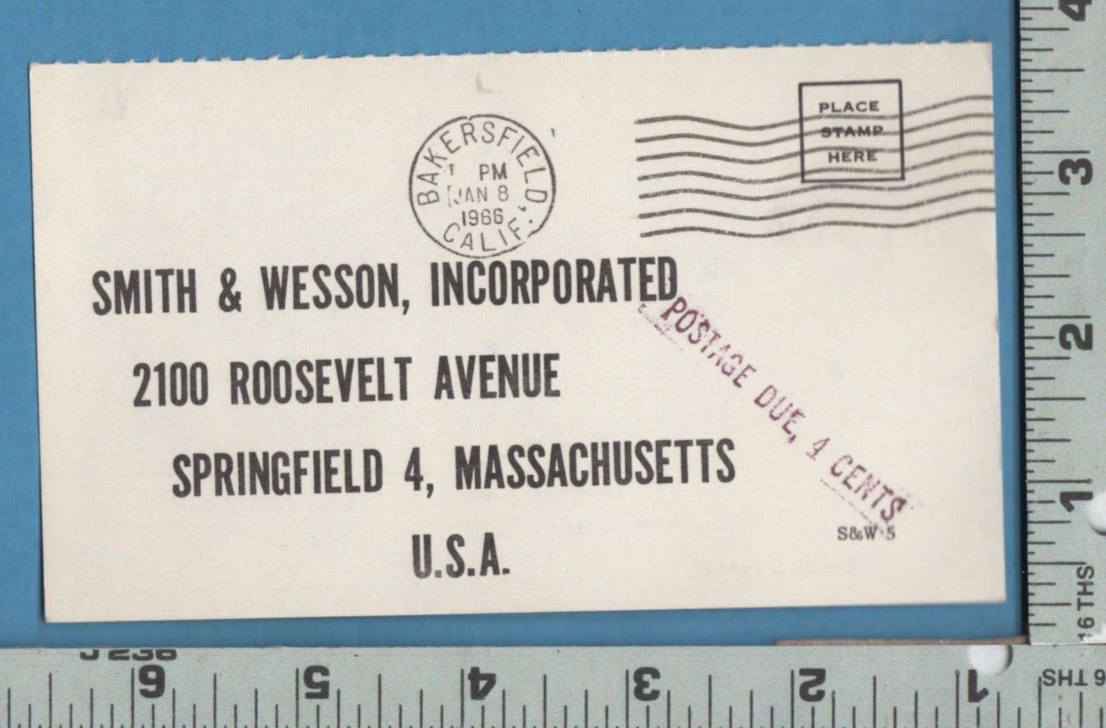 E347 Smith & Wesson gun receipt advertise pstcd J H Low 108 Regal Ave Oakdale CA