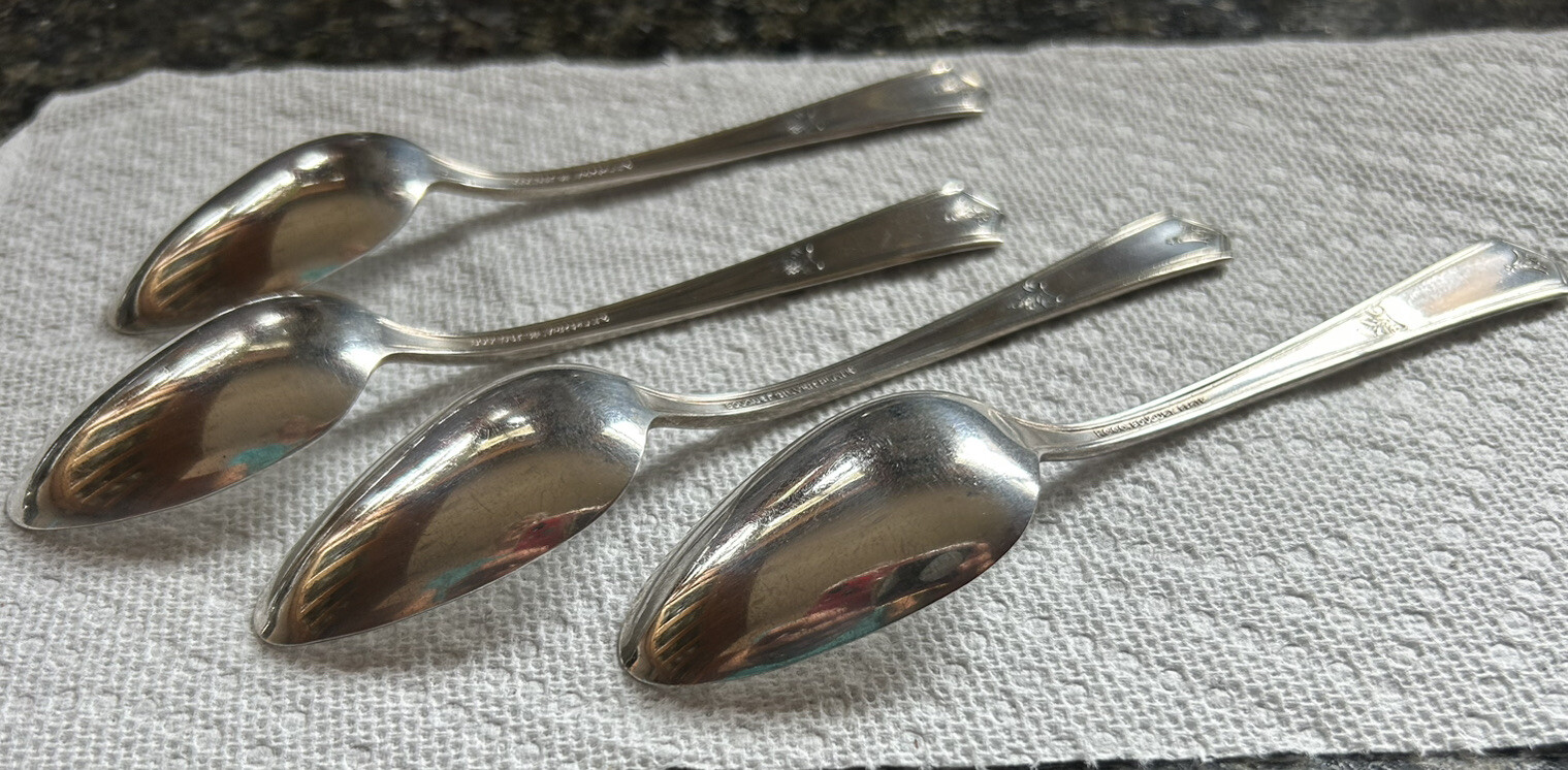 Vtg Set 4 Teaspoons 6″ Bouquet Vendome 1924 International Silver Silverplate