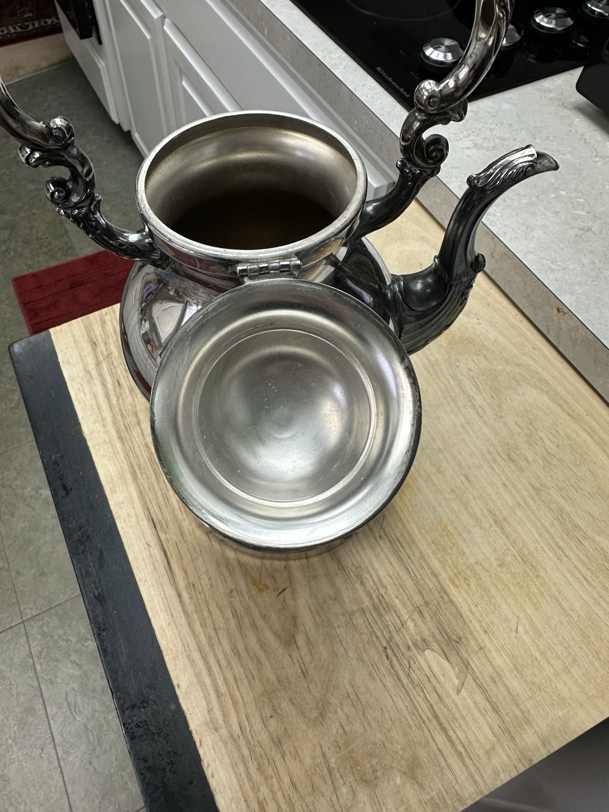 Vintage Silver Plate Coffee Warmer Very Ornate Silver On Copper