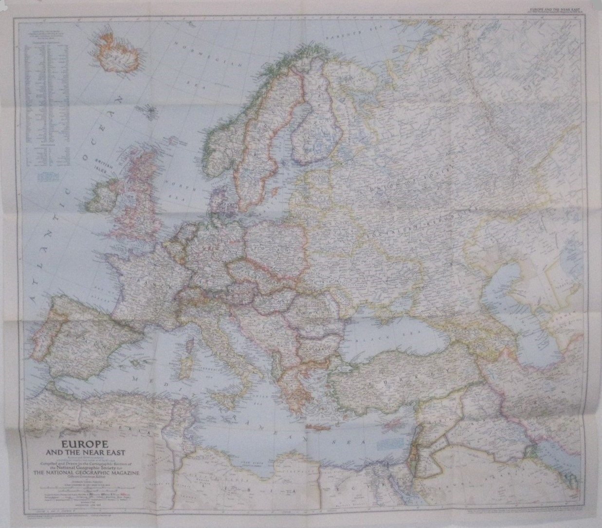 1949 COLD WAR MAP Occupation Zones and WW2 Boundary Changes Europe & Near East