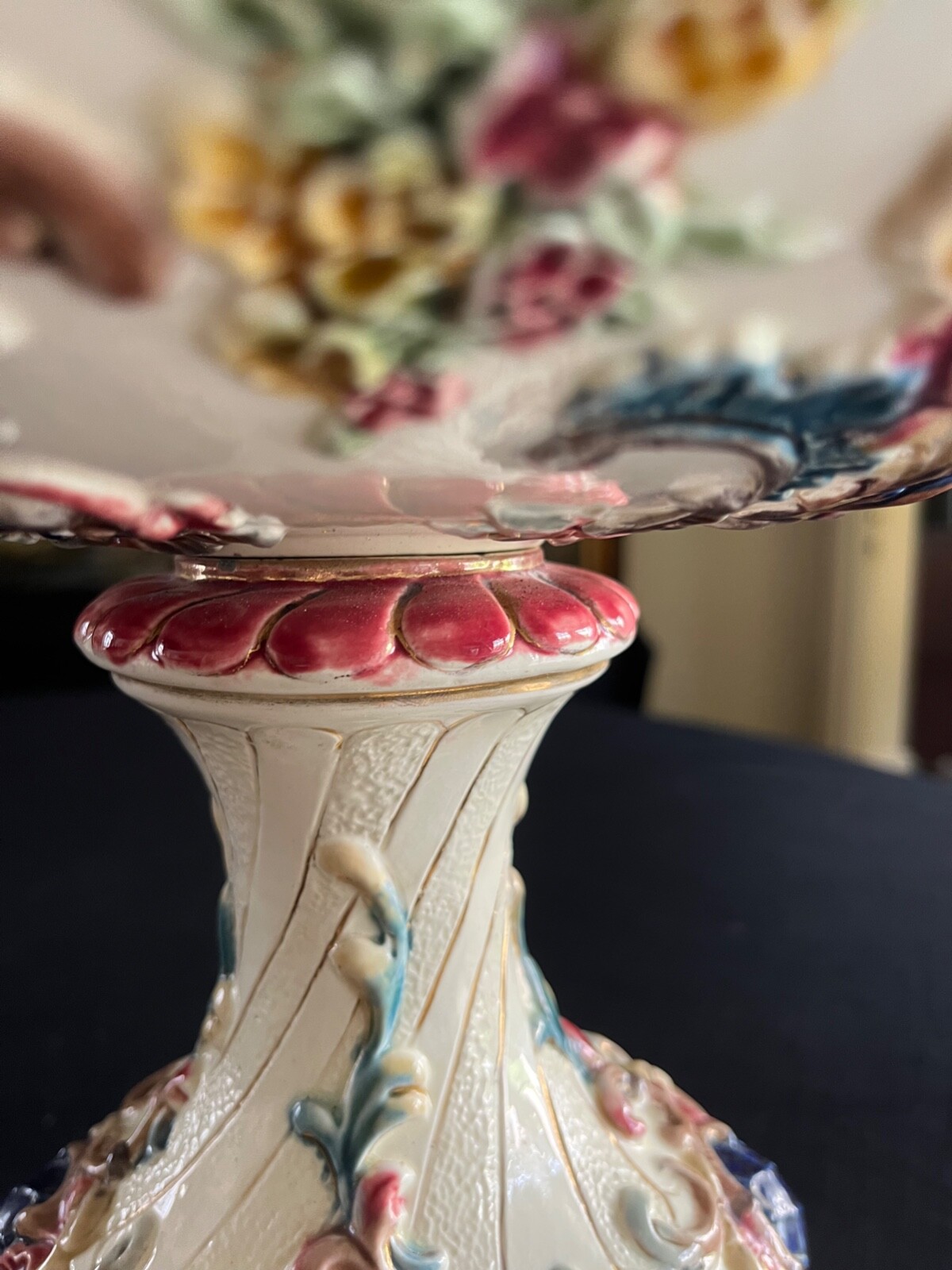 Large Antique Eichwald Majolica Austrian Pottery Art Nouveau Centerpiece Signed