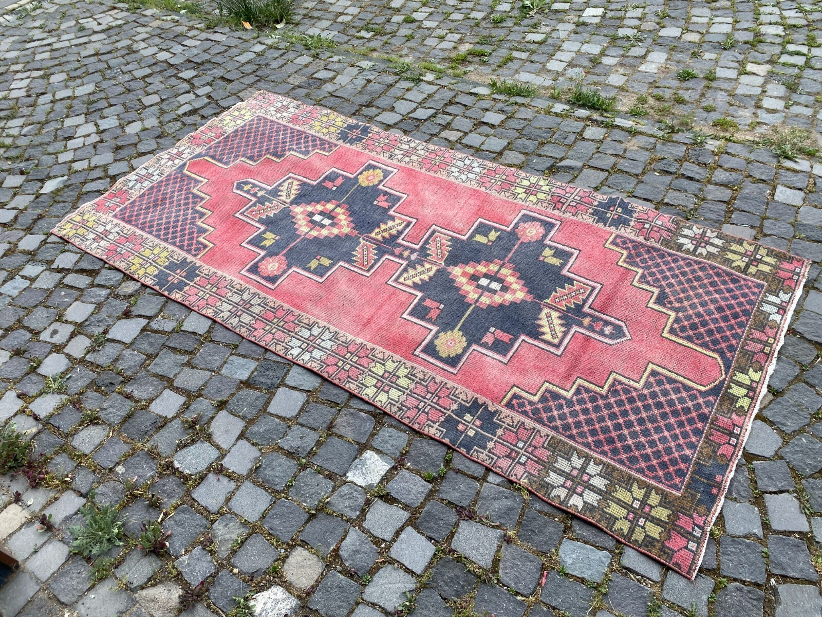 Handmade Wool Rug, Bohemian Area Rug, Turkish Vintage Rug, Home Rug 4,1 x 8,8 ft