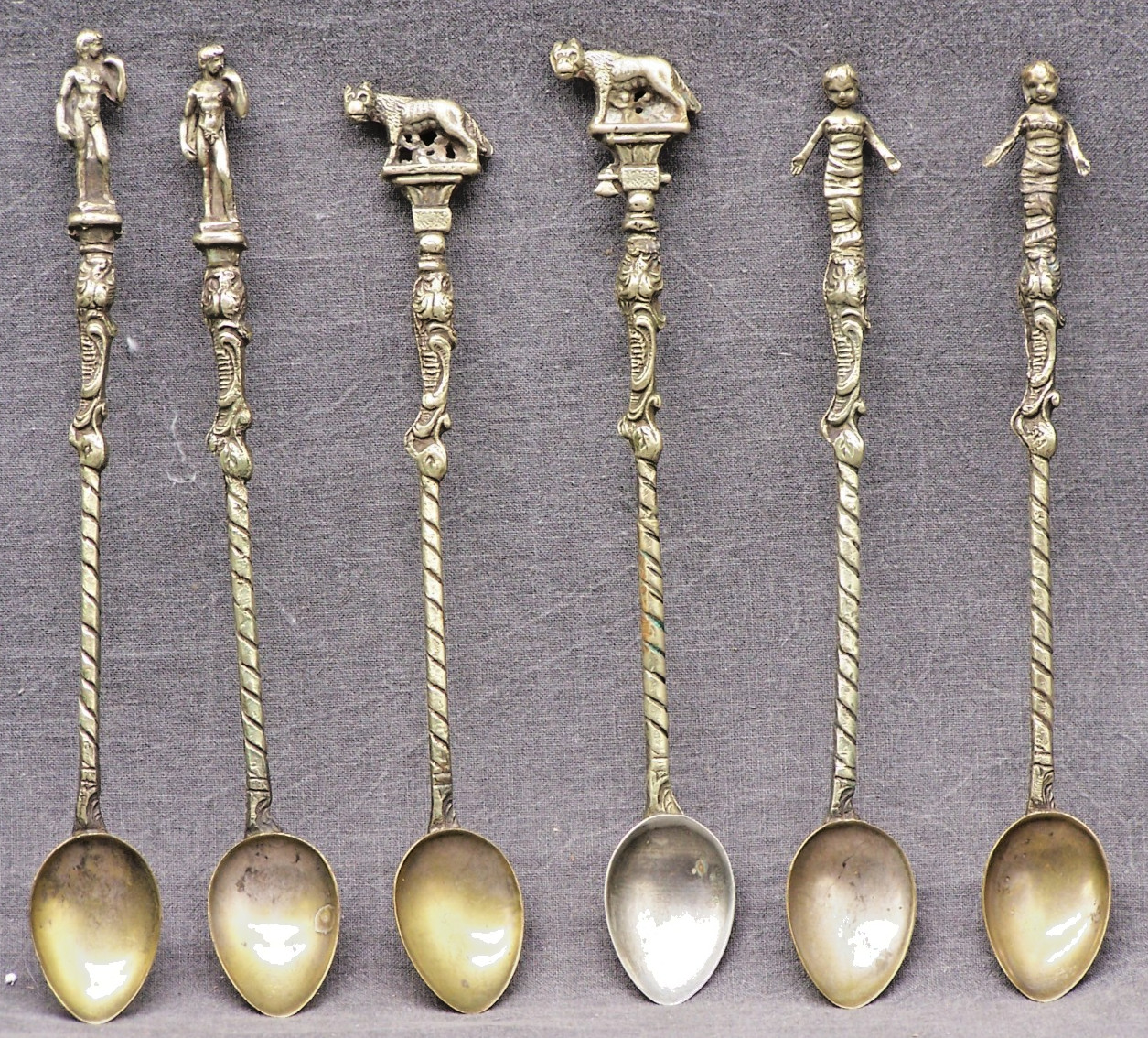 6 Vintage Italian Montagnani Style Demitasse Silver Plated Spoons 1890’s-1920’s