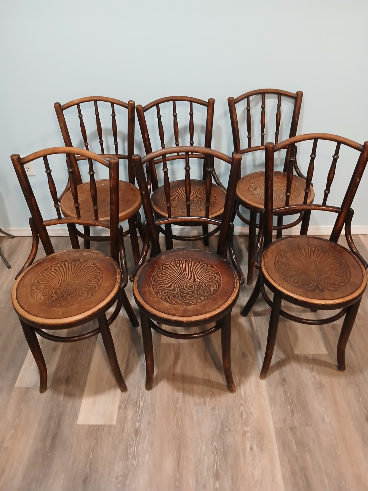 ANTIQUE FISCHEL CZECHOSLOVAKIA COUNTRY BENT WOOD ART CHAIR 6 ALLIGATOR PATTERN