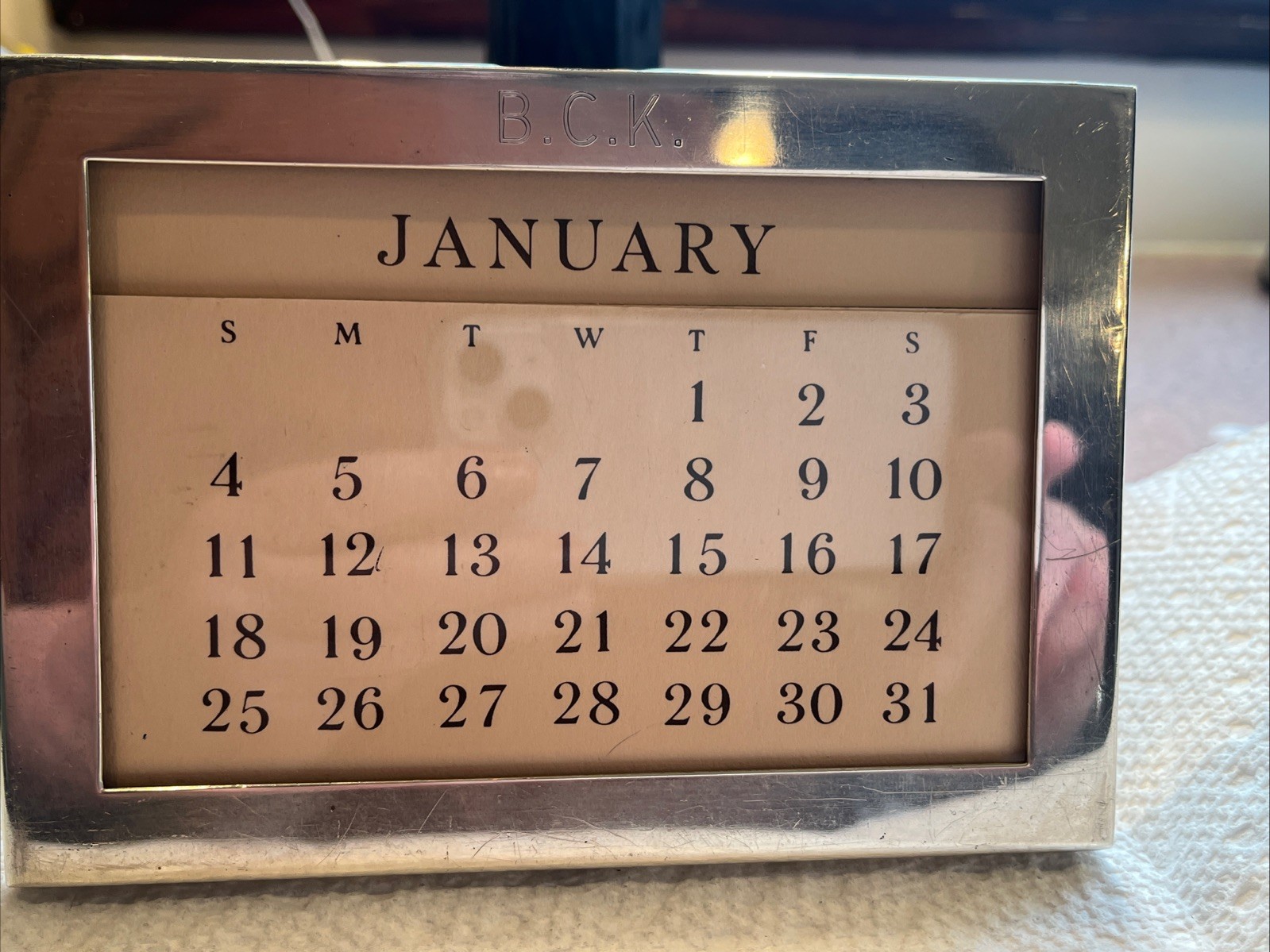 VTG TIFFANY & CO Sterling Silver Perpetual Calendar Photo Frame 925 Monogram BCK
