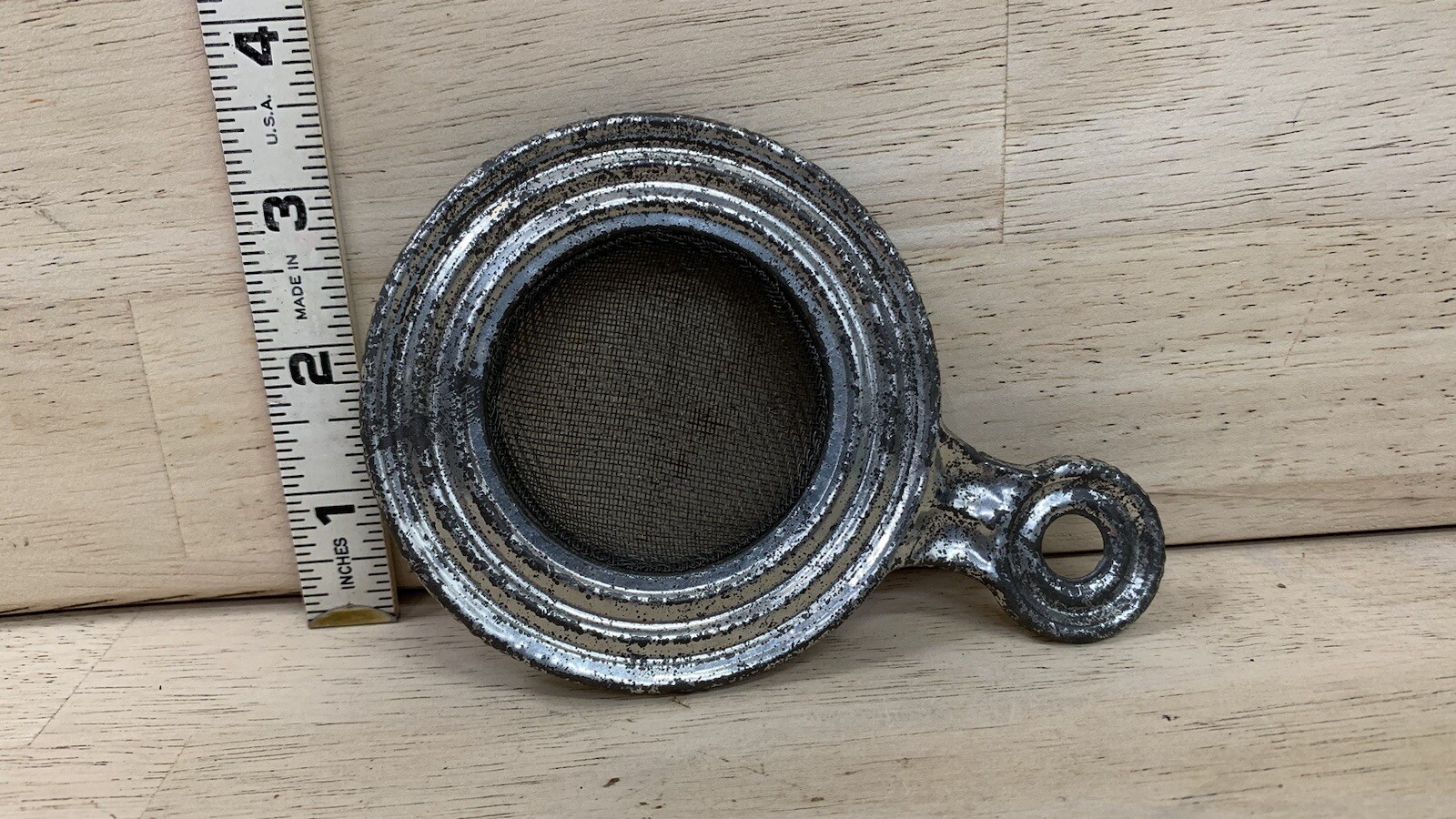 Antique American Metal Tea Strainer Fine Mesh Screen