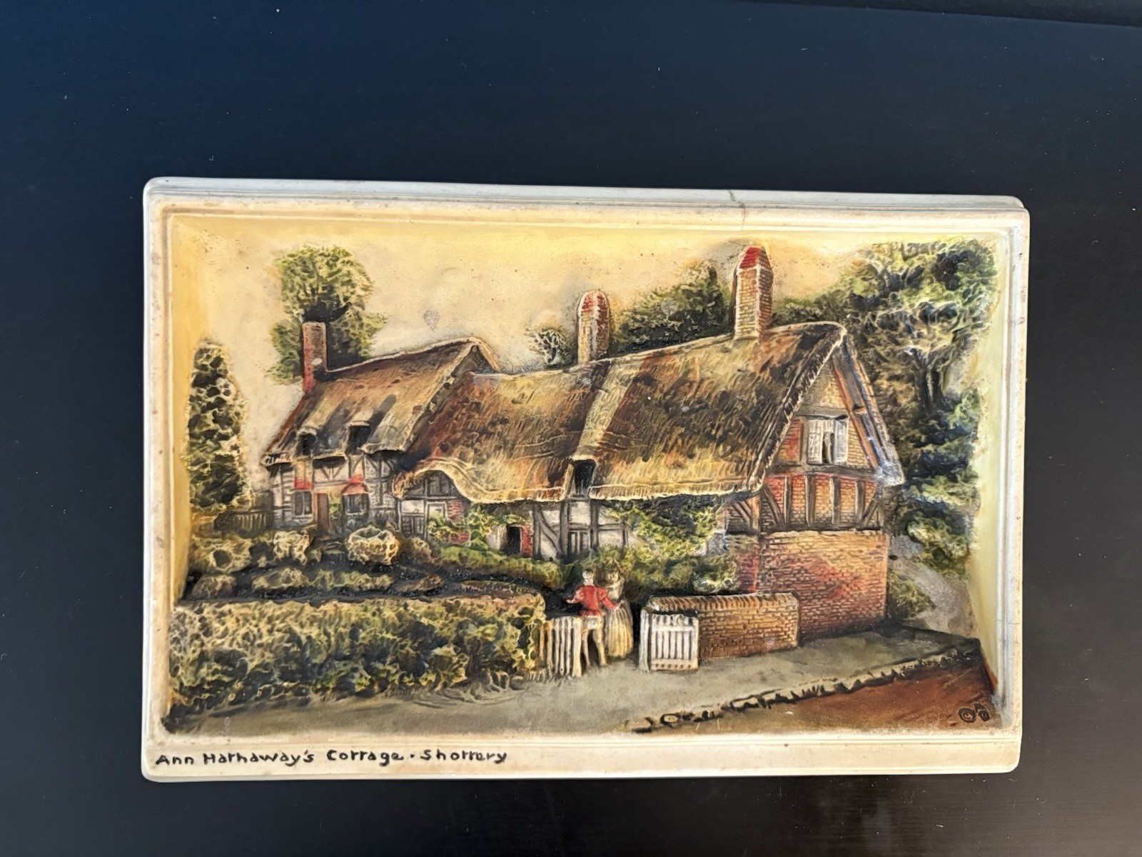 Ivorex 3-D Arthur Osborne Vintage Wall Plaque Ann Hathaway’s Cottage Shottery