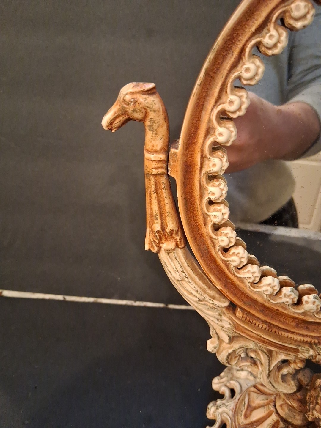Antique Vanity Mirror Cast “Iron Art” Swivel Victorian Heavy Angel Ornate(4)