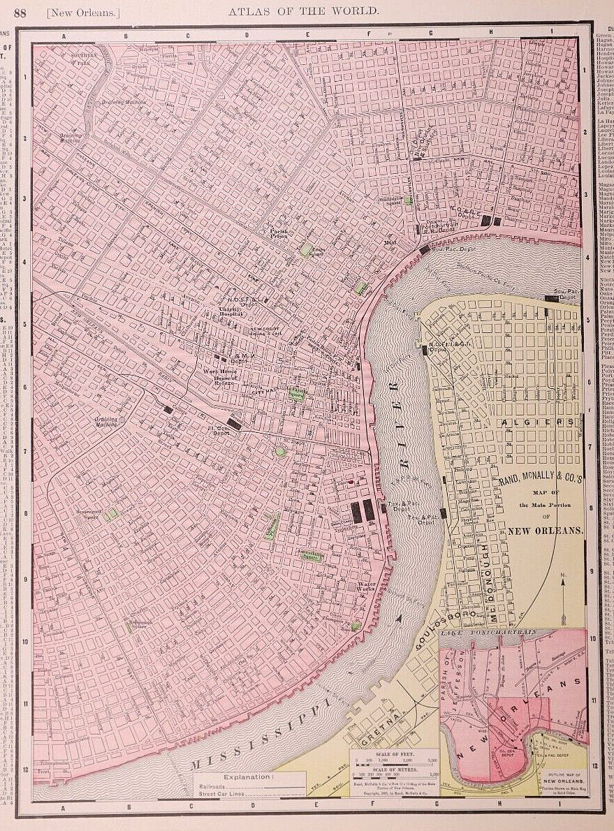 1897 City Map ~ NEW ORLEANS, LOUISIANA ~ (11×14) Free S&H-#81324-11
