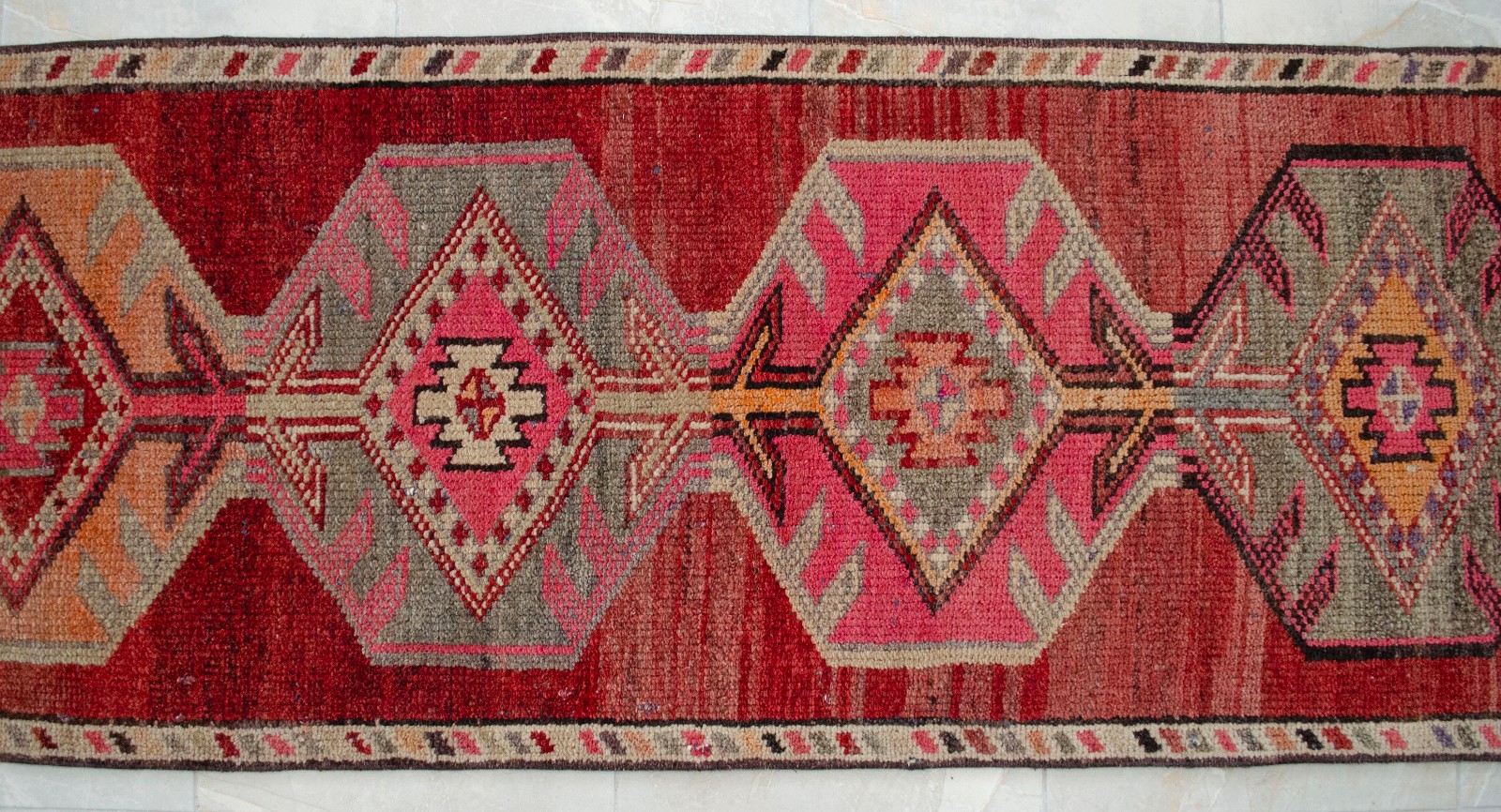 2×14 ft Runner Hand Knotted EXTRA LONG Runner Rug Vintage Handmade Turkish Rug