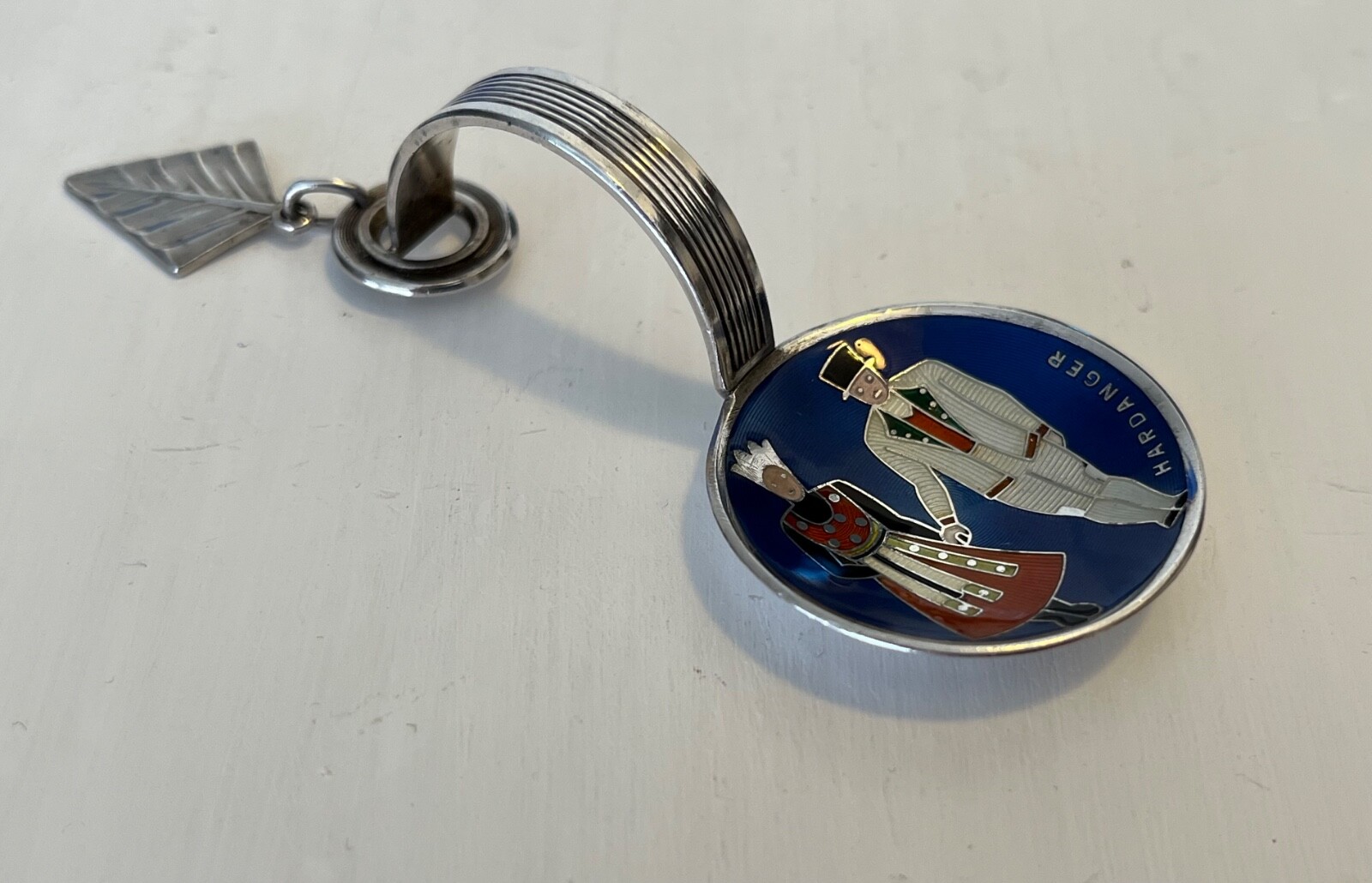 Vintage Sterling Silver Norwegian Tea Caddy Spoon with Enameling & Marks