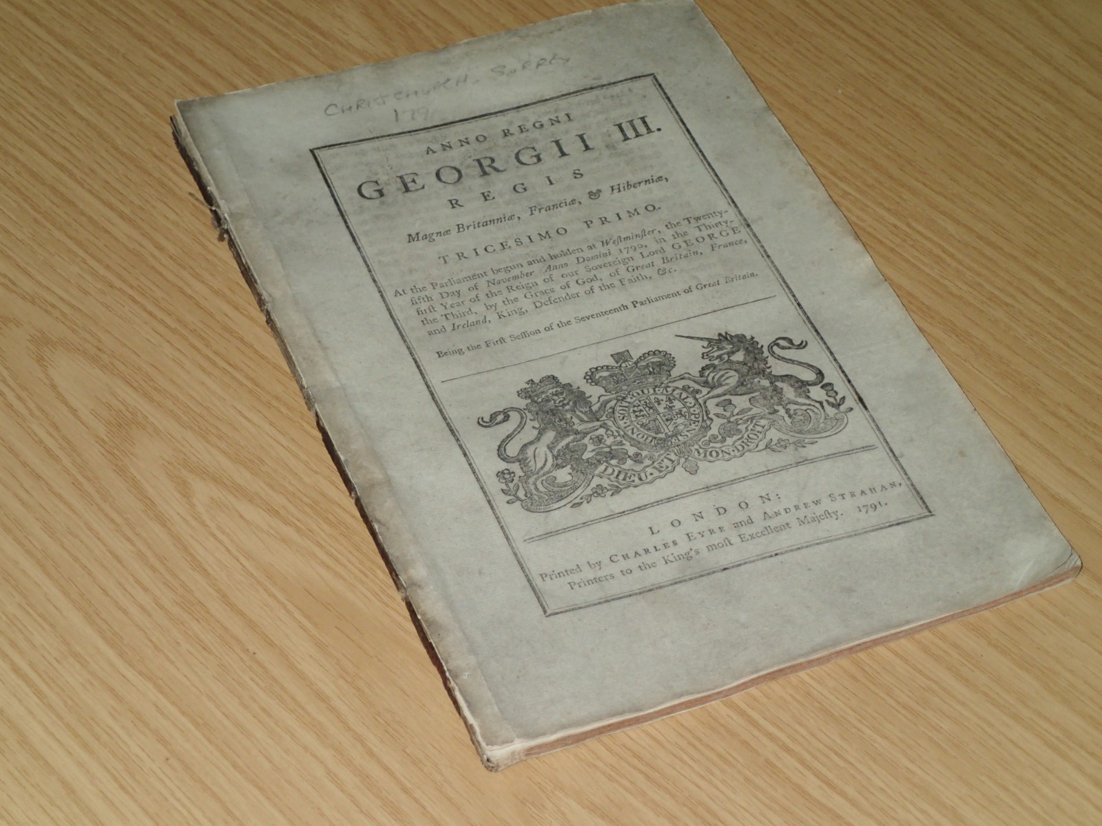 1791 Act Improving a street called The Upper Ground Street Christ Church Surrey