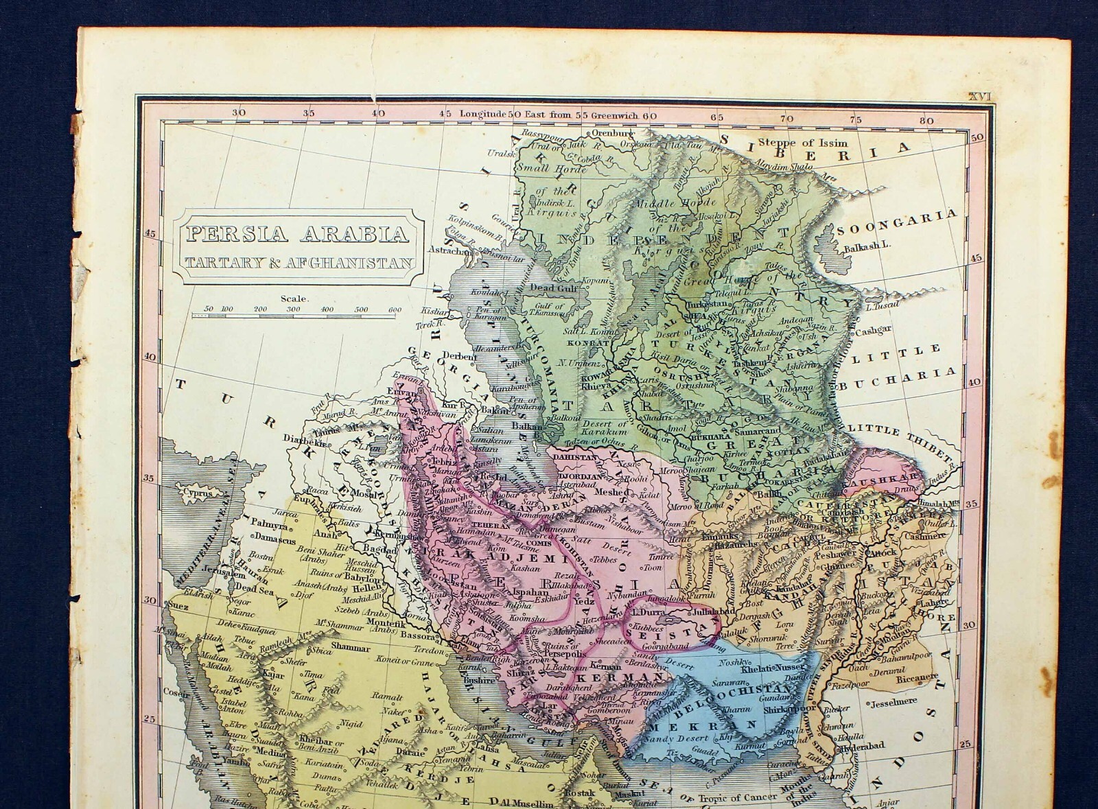1832 Persia Arabia M. Malte-Brun Color Map J.H. Young Afghanistan Iran Tartary