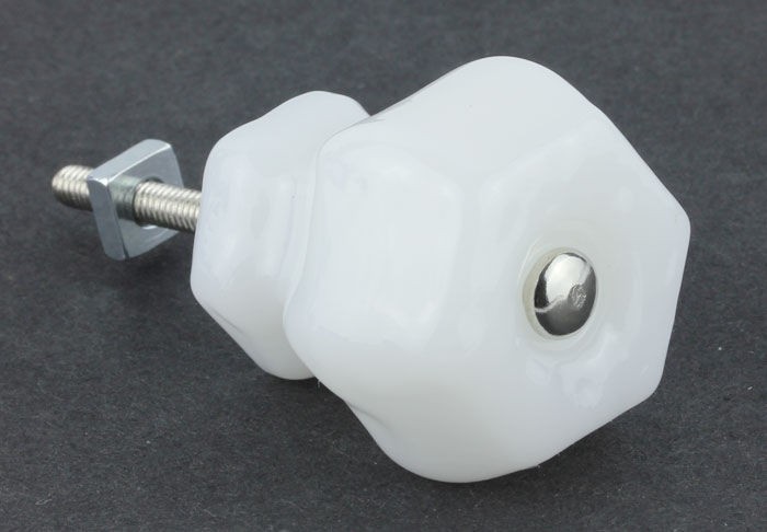 (5 Pack) 1-1/2 inch Antique Glass Knob Milk White