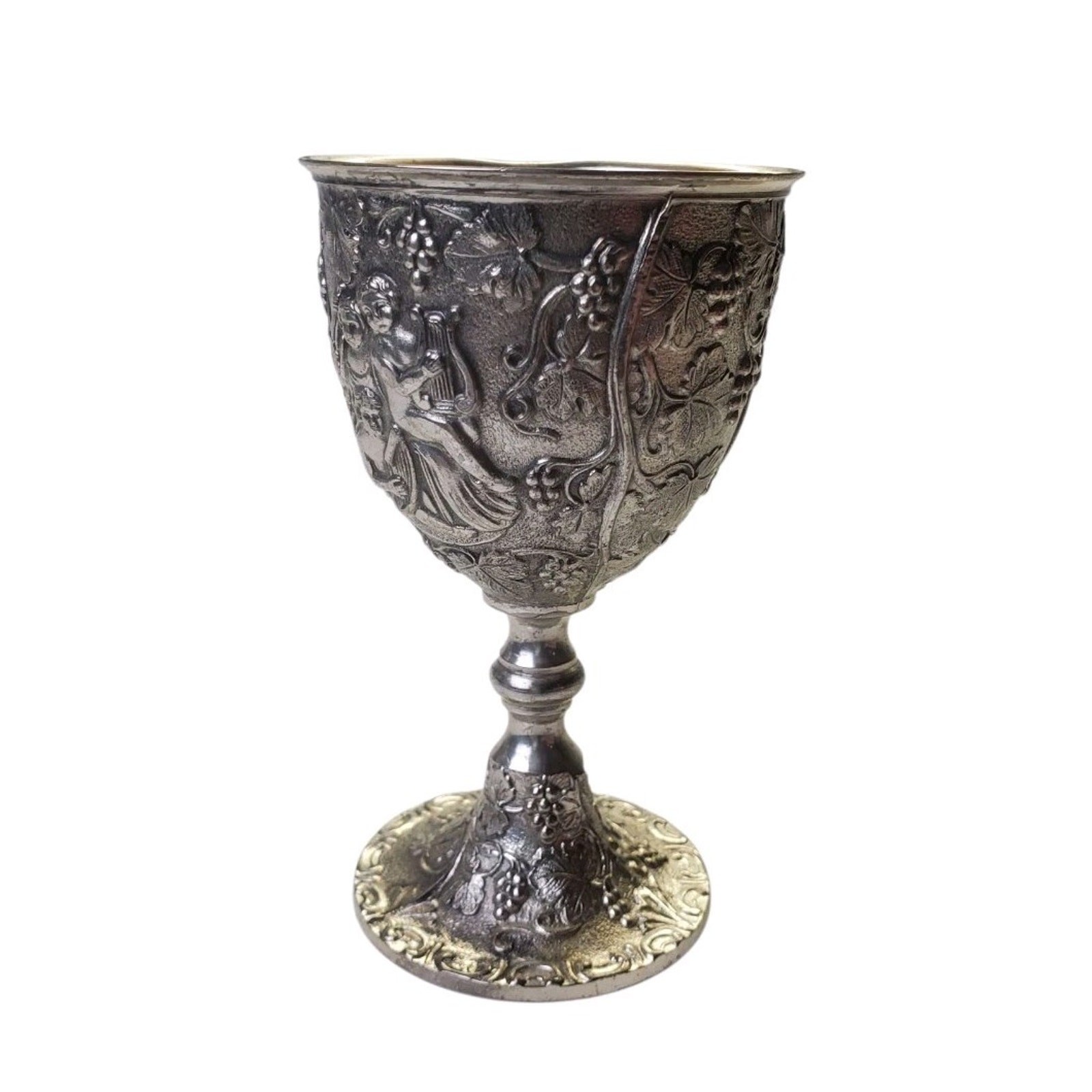 C & CO. Silver Plate Wine Gobles Cherubs Grape Vine Made in Japan