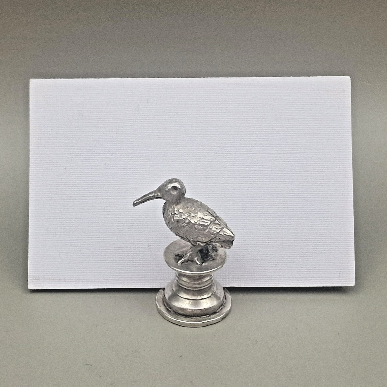Solid Silver Miniature Woodcock Figurine Card Place Holder John C. Vickery 1906