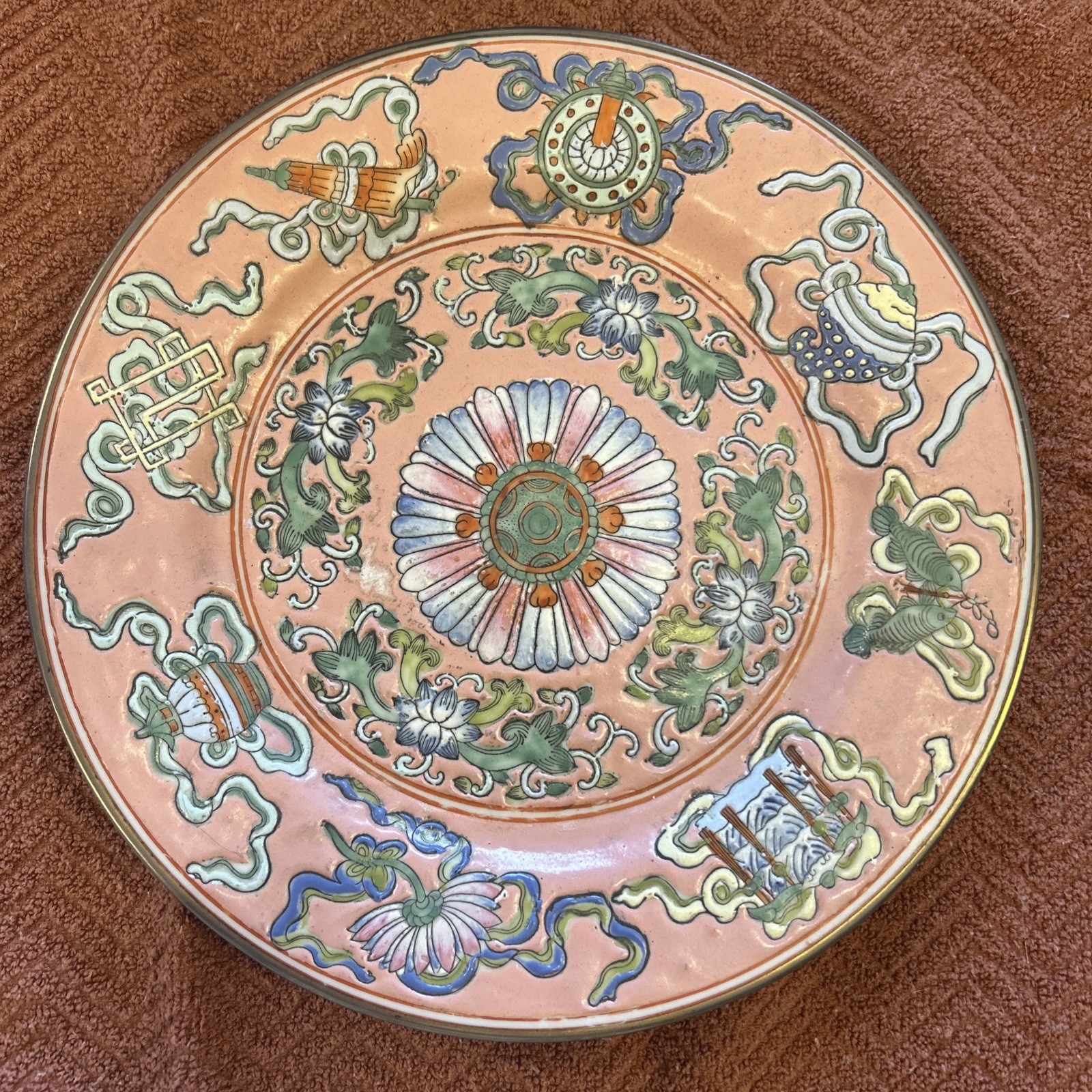 Tongzhi Period (1861-1875) Dynasty: Qing Dynasty Salmon Porcelain Plate Marks VG