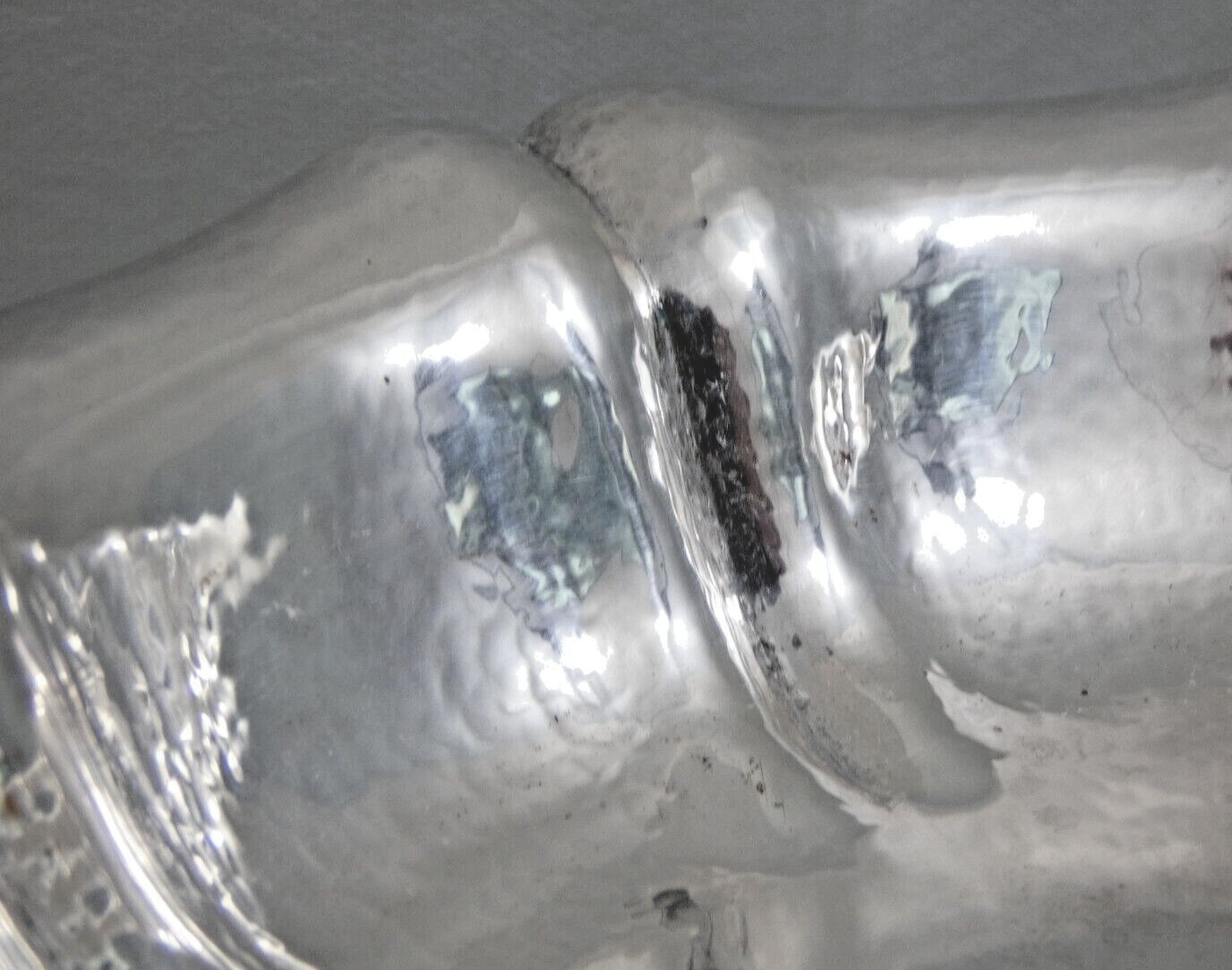 FINE 800 SILVER MODERN FRUIT BOWL HAND WROUGHT / HAMMERED Italy (not sterling )