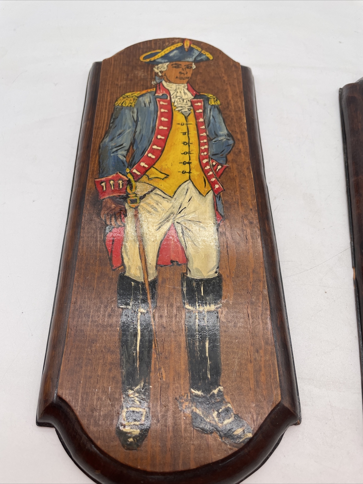 Set Of 2 Vintage Revolutionary War Soldiers Distressed Pine Plaque Hanging Art
