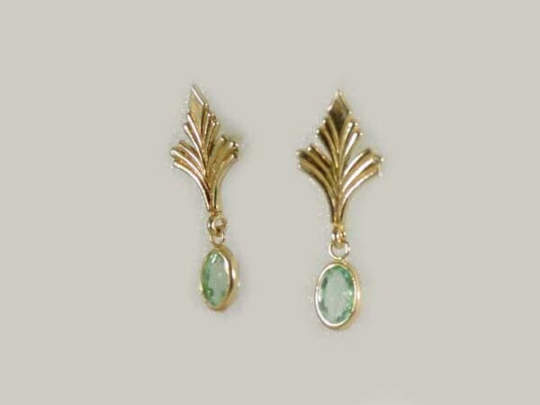 Gold Emerald Earrings 1¼ct Antique 19thC Siberian Ancient Sumer Immortality 14kt