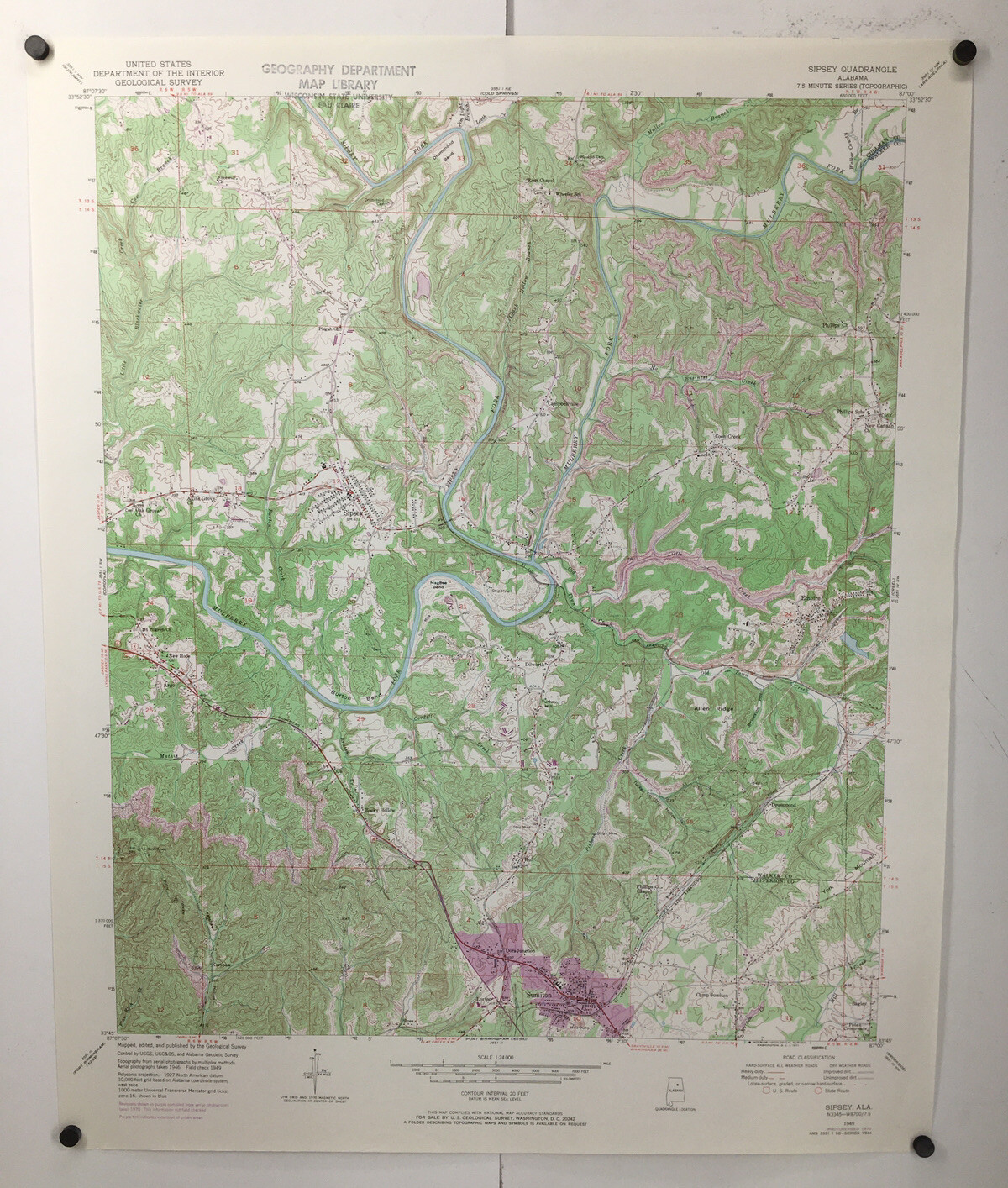Vintage Sipsey Quadrangle Alabama 1949 Geological Survey Map Photorevised 1970