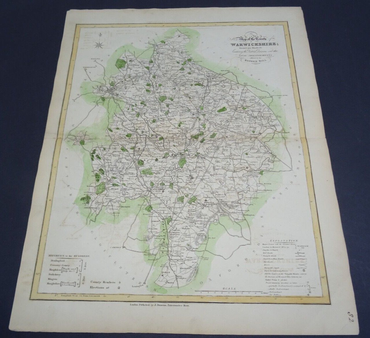 Antique map of Warwickshire by James Duncan 1833