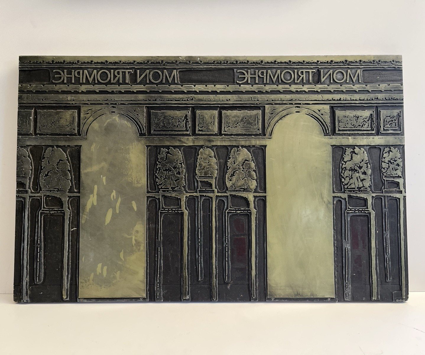 Mon Triomphe Cologne 1970s Large Letterpress Plate Print Block Architectural