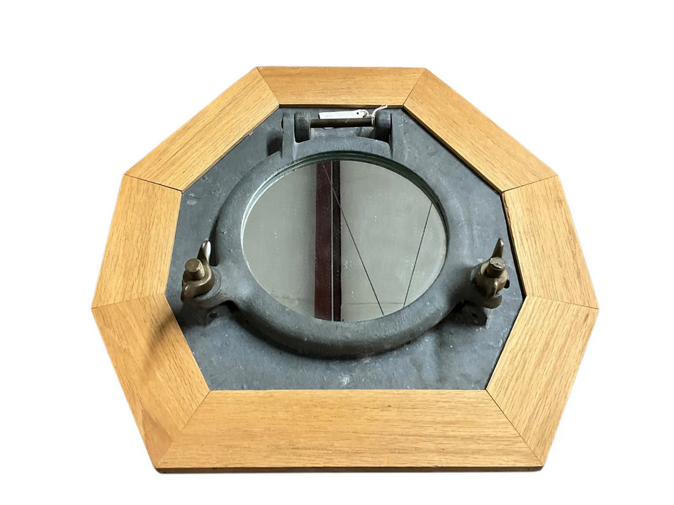 RARE WWII Liberty Ship Porthole Mirror from Rockland, Maine Ship Salvage Yard