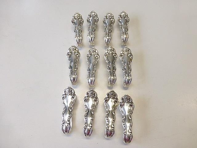 12 Napkin Clips Rings BEETHOVEN Rose Oneida Community Silverplate Flatware MCM