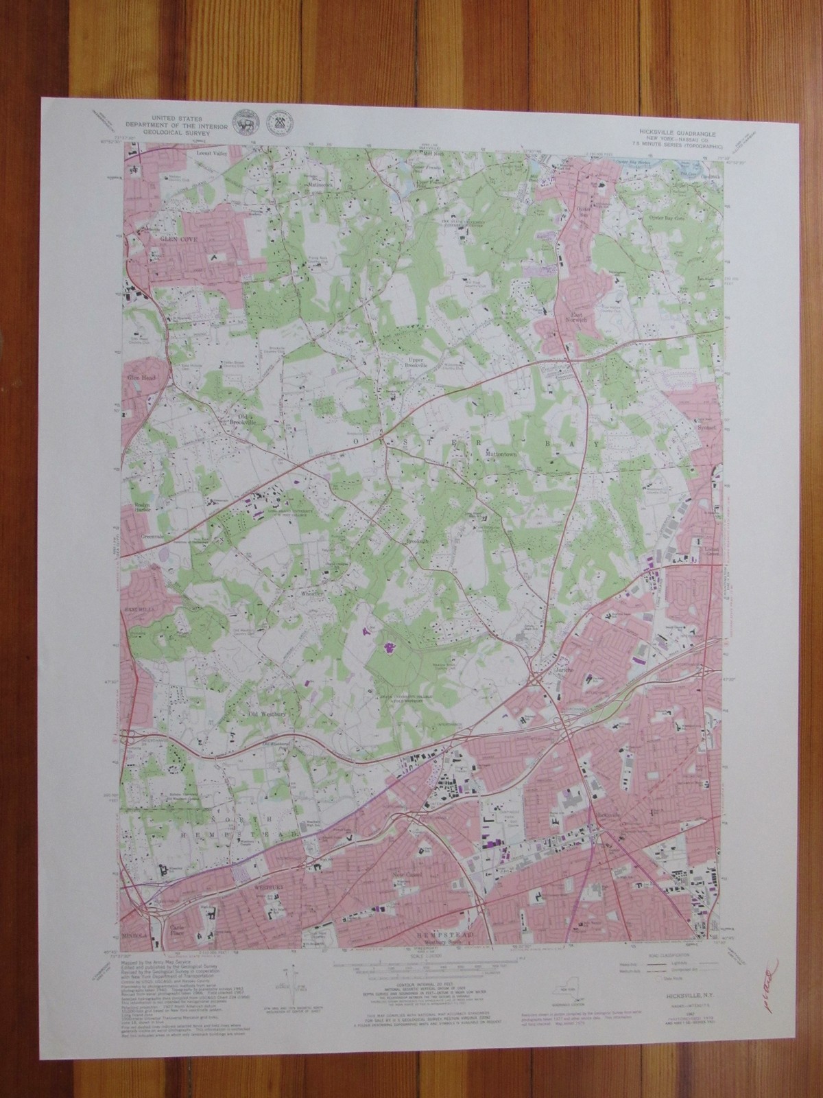 Hicksville New York 1979 Original Vintage USGS Topo Map