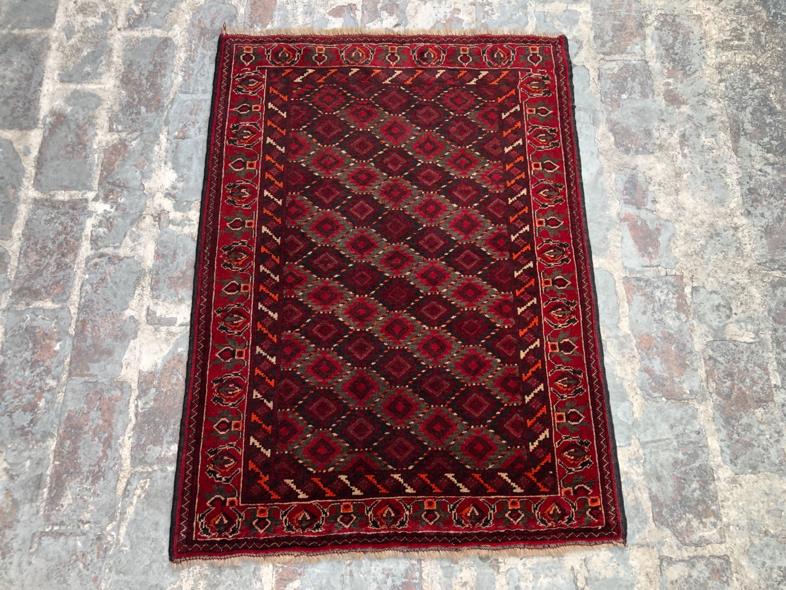 Vintage Turkmen Bashiri Rug 2’8×3’4 ft Afghan Hand Knotted Wool Tribal Carpet