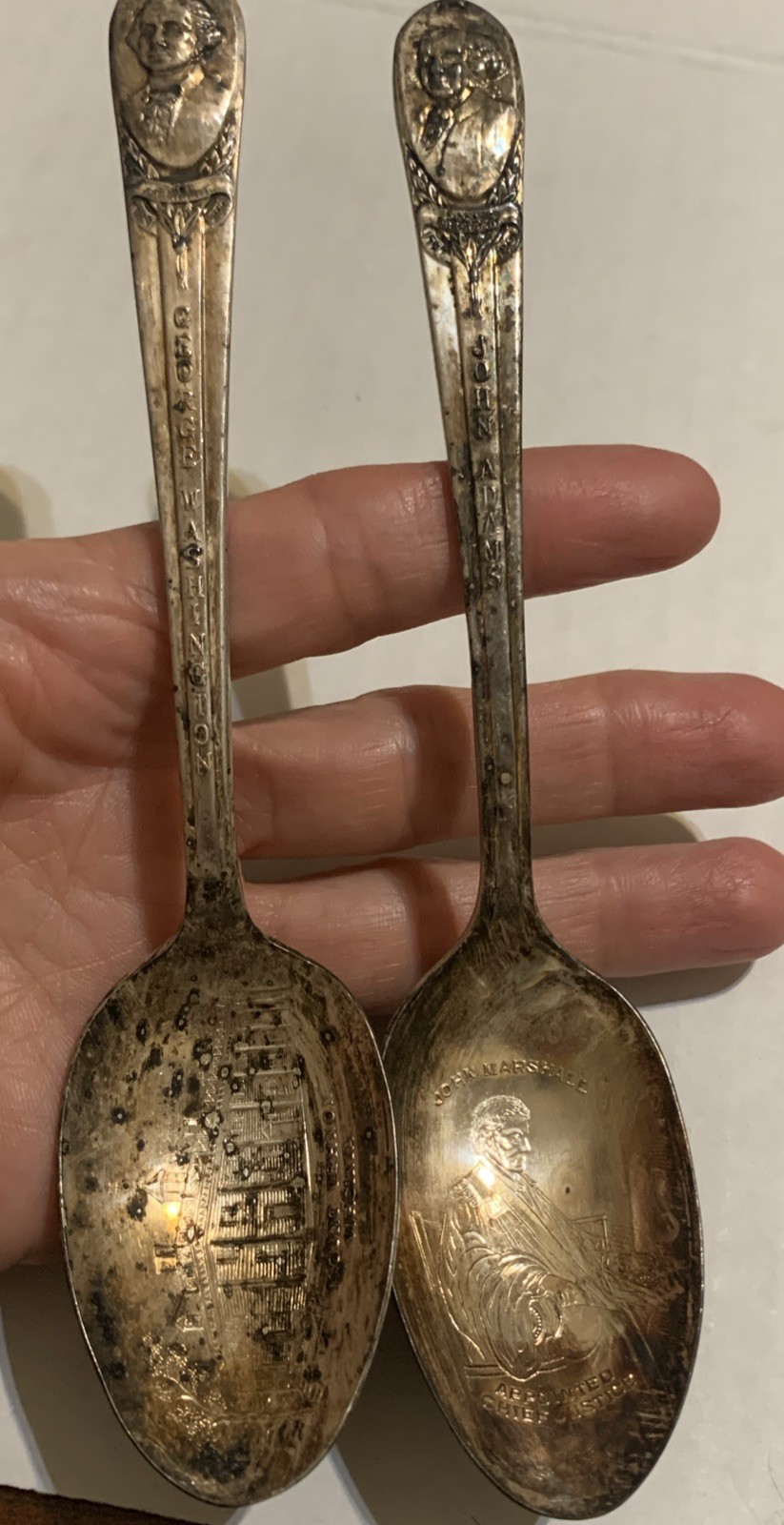 Presidential Commemorative Spoons WM Rogers Silver Plate President 2 Spoons Vtg