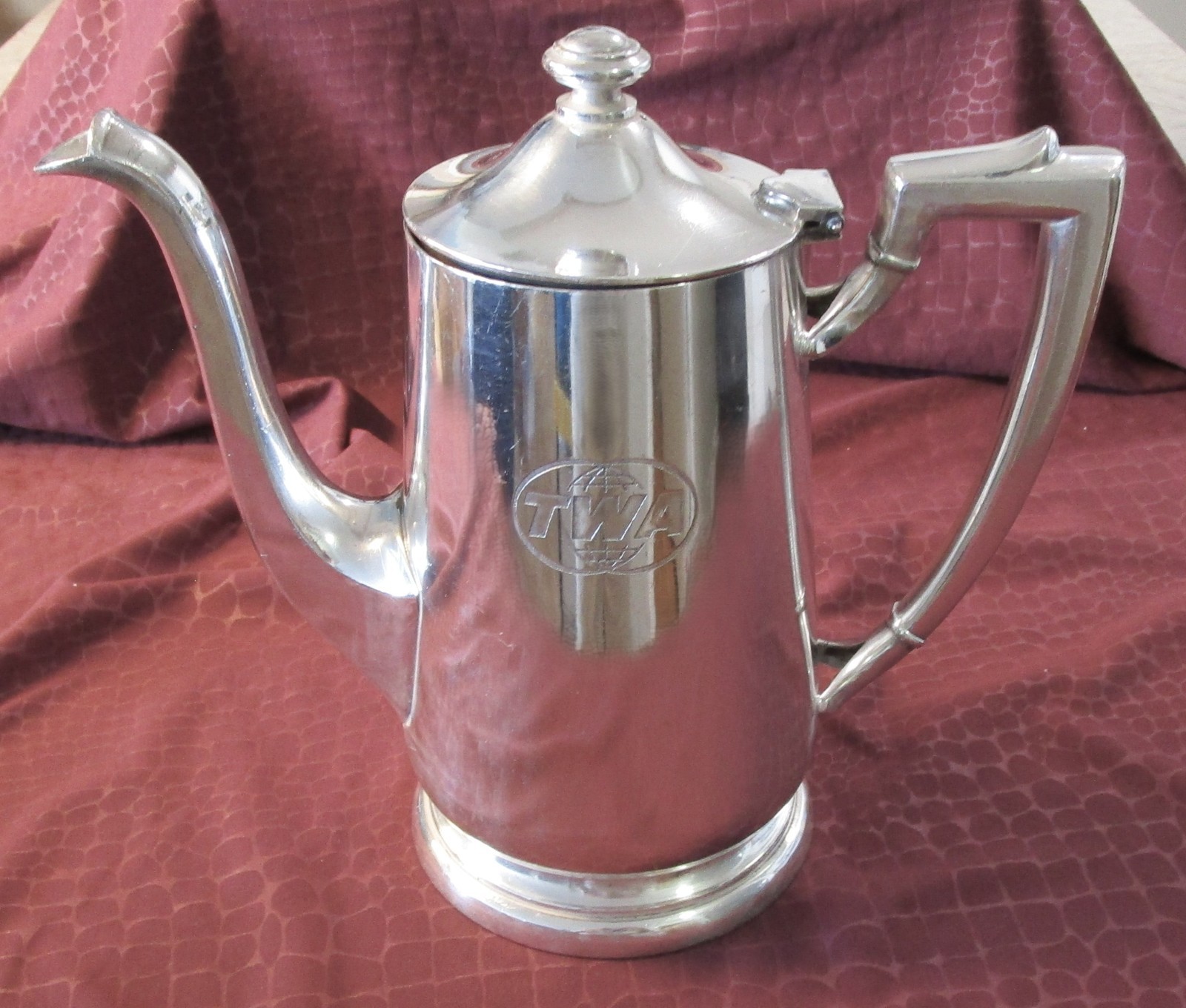 TWA Antique Silverplate Individual Coffee or Tea Pot Logo on Side 1930 – 2001