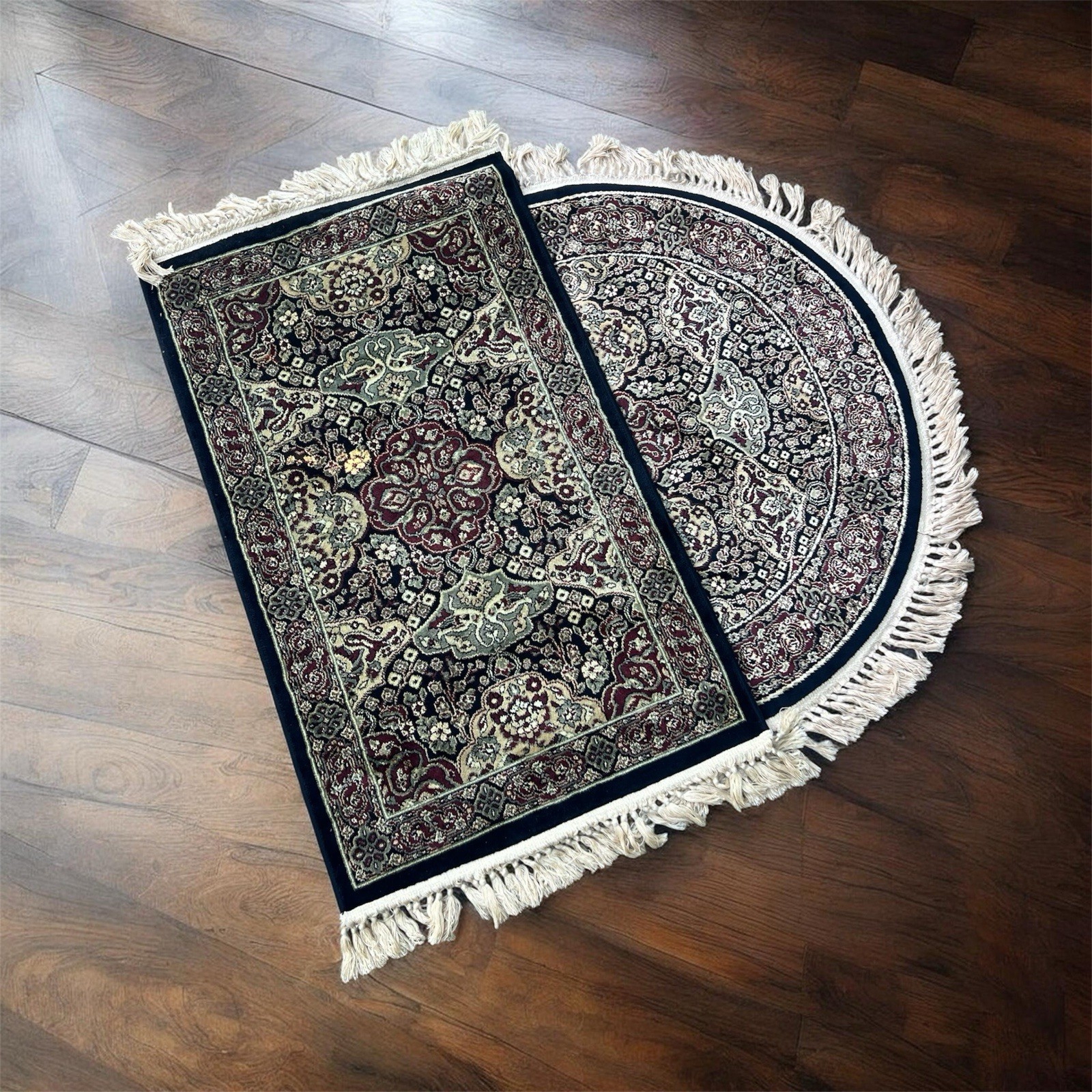 Vintage Verona Rug Set 3Ft Round & 2x4Ft Rectangular Viscose Low Pile Belgium
