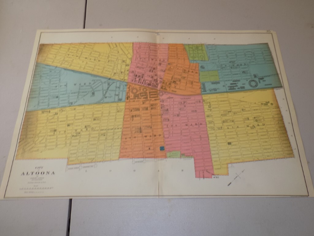 1901 Pennsylvania COLOR Map of the CITY OF ALTOONA, BLAIR COUNTY, by Joseph Bien