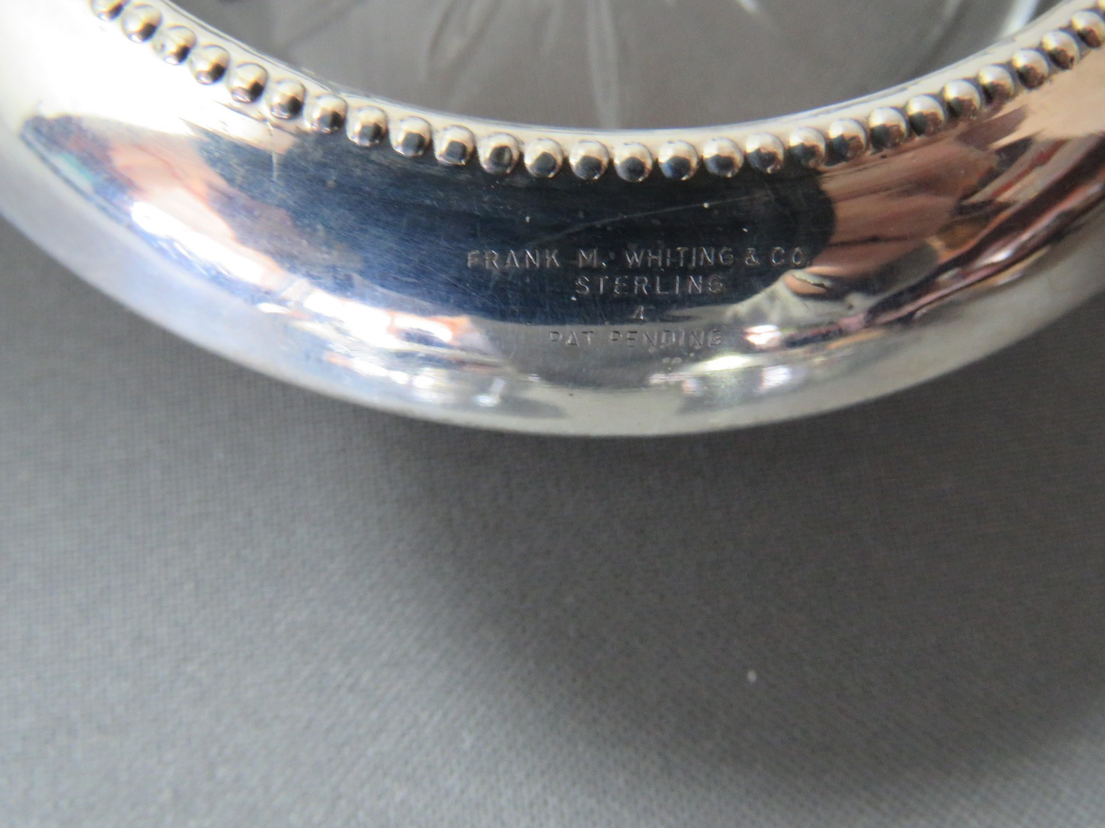 5-Vintage Frank M. Whiting &Co. Sterling Silver & Glass Starburst Beaded Coaster