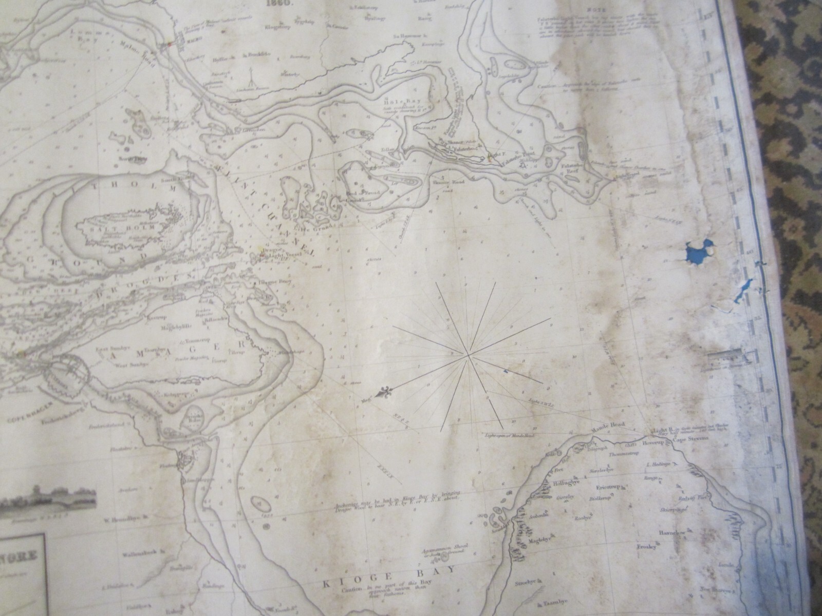 1860 Blueback Chart — COPENHAGEN, MALMO, Oresund — JAMES IMRAY, Gustaf Klint