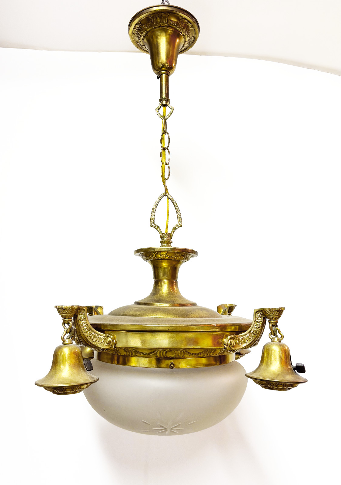 ANTIQUE Elegant Colonial 5 Bulb Ceiling Lamp Chandelier with Canopy