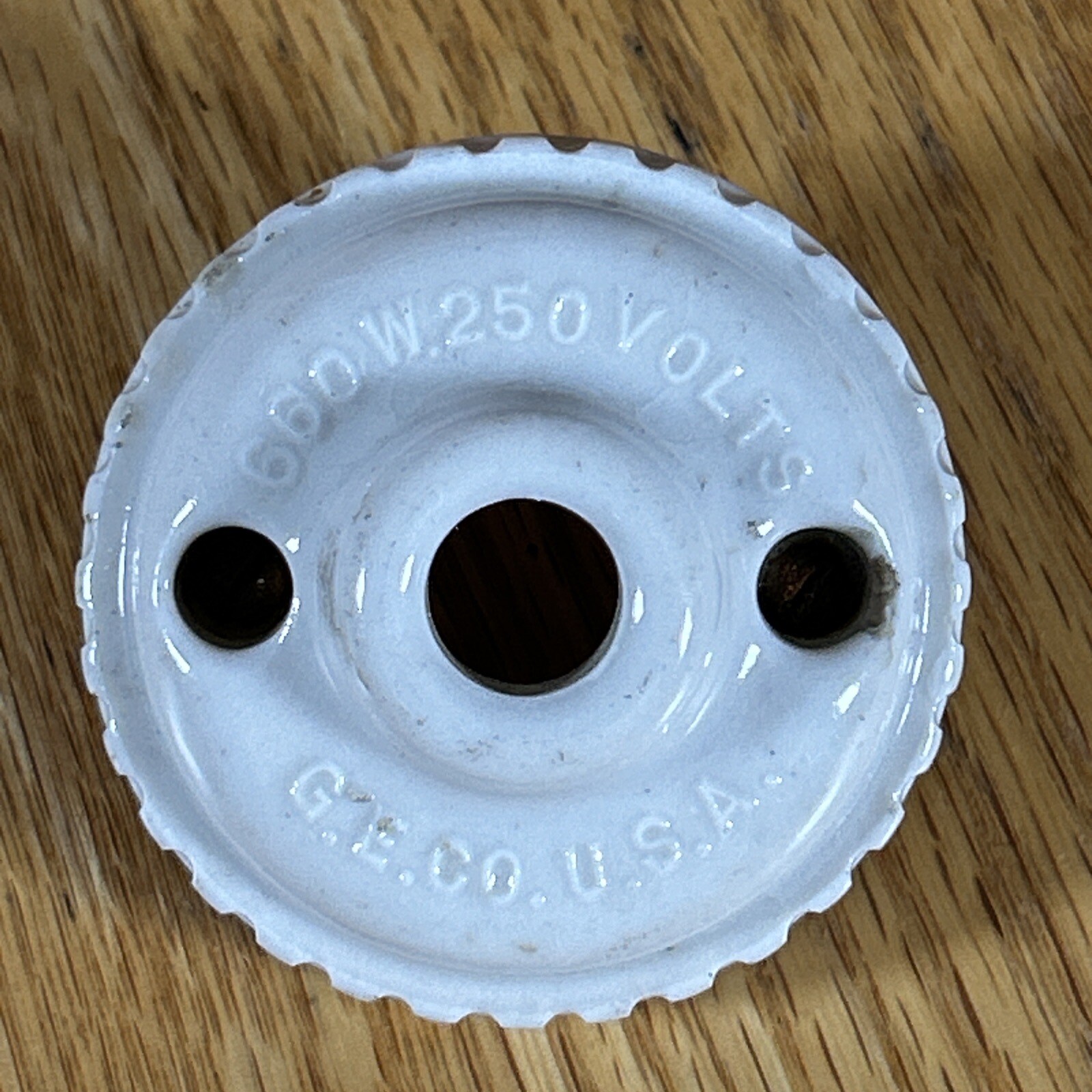 Antique General Electric White Porcelain Light Fixture Drop Cord Mount GE Origin