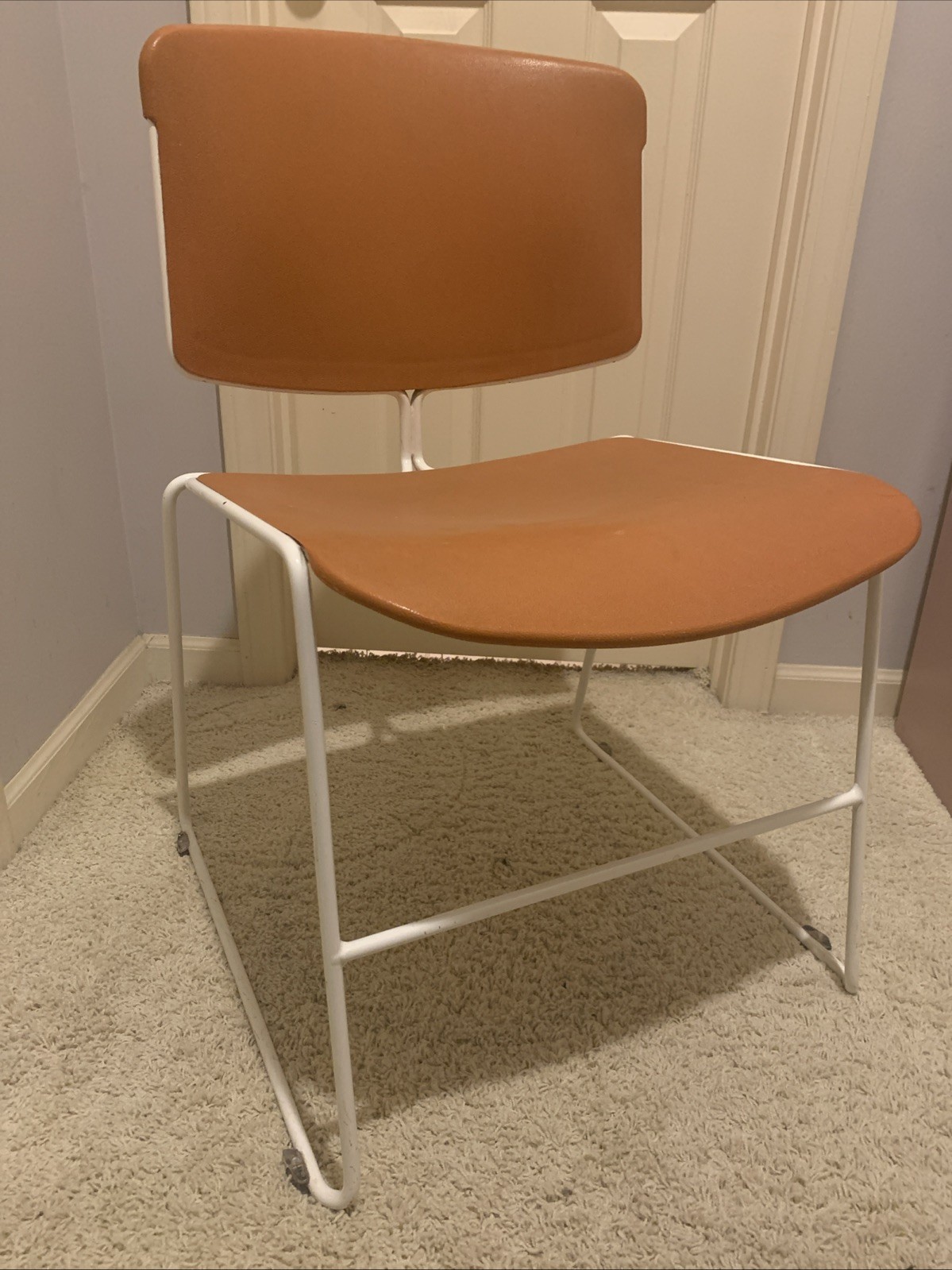 Vintage Steelcase Max-Stacker Chair MCM Atomic Orange & White Stack Master