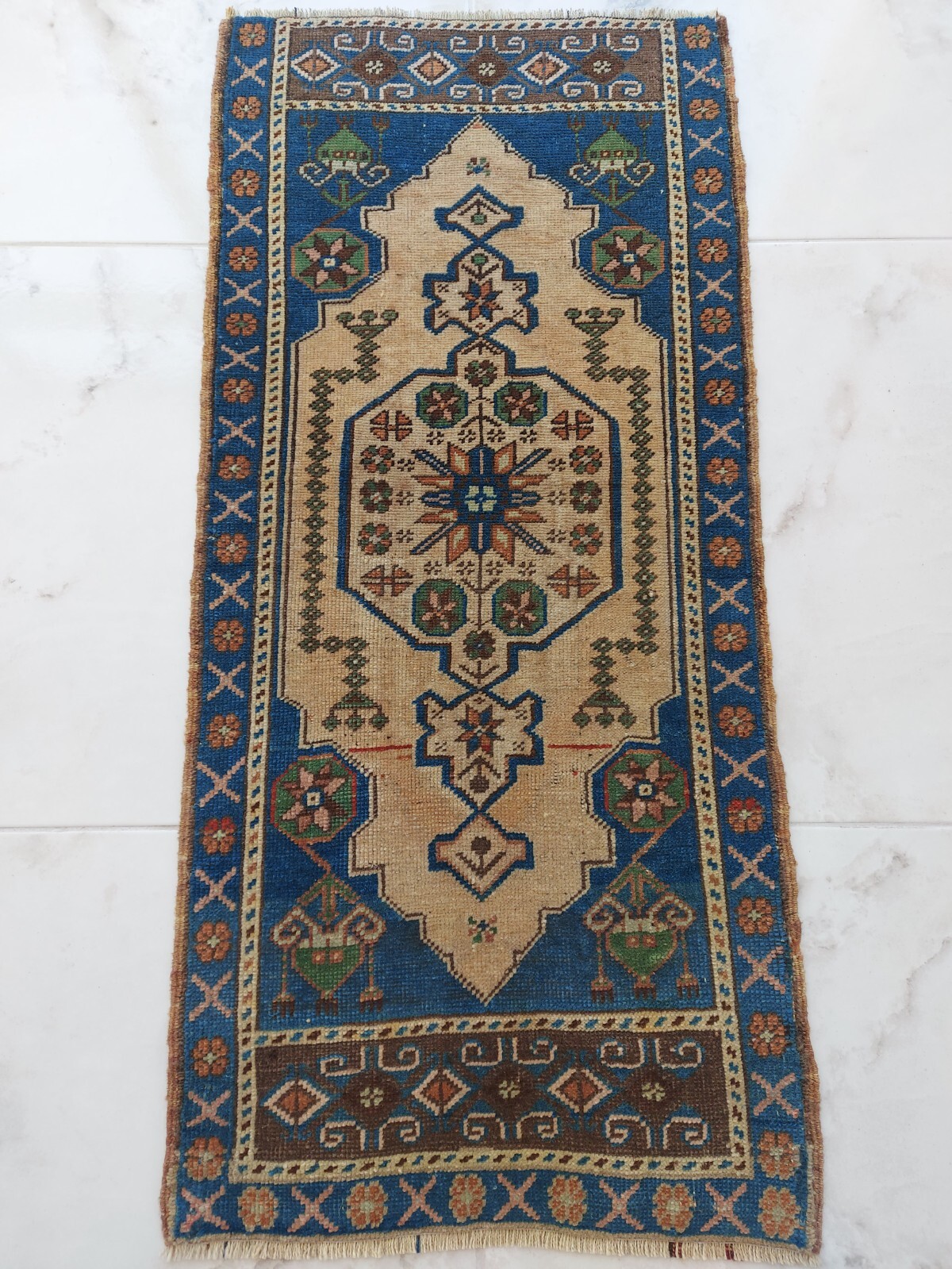 Medium Long Antique Prayer Rug, Handmade 100 Years Old Rug Luxury Decor Rug h