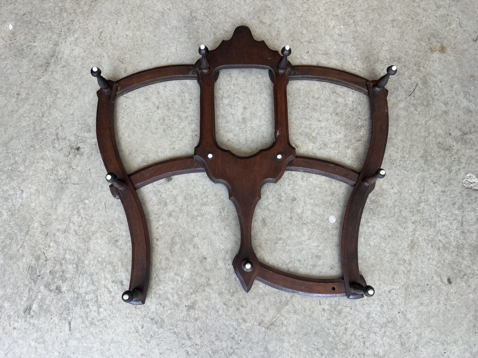 Antique American Victorian Walnut Folding Adjustable Wall Hanging Hat Rack Mirro