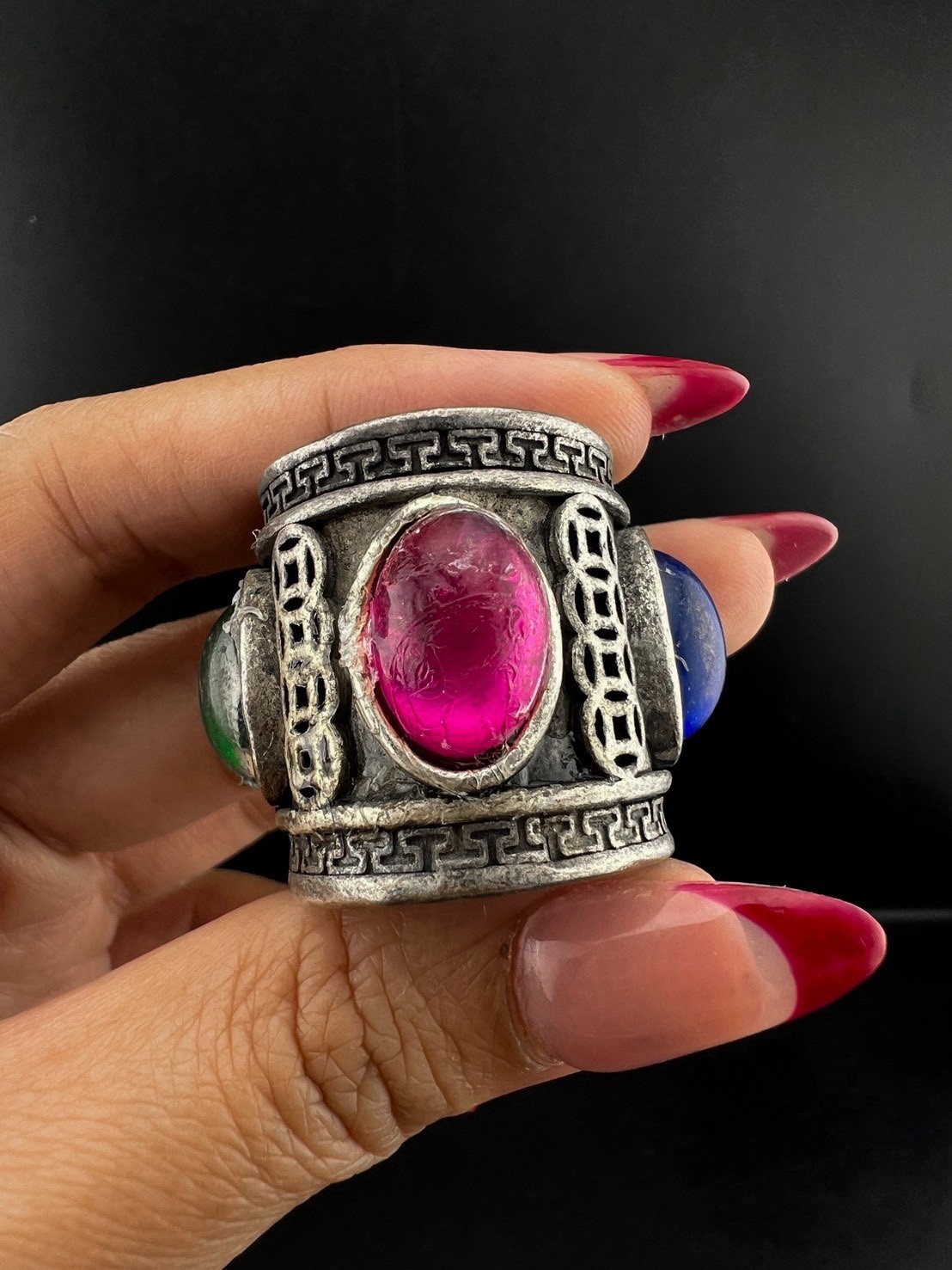 Rare Vintage Solid Silver RING WITH NATURAL stone